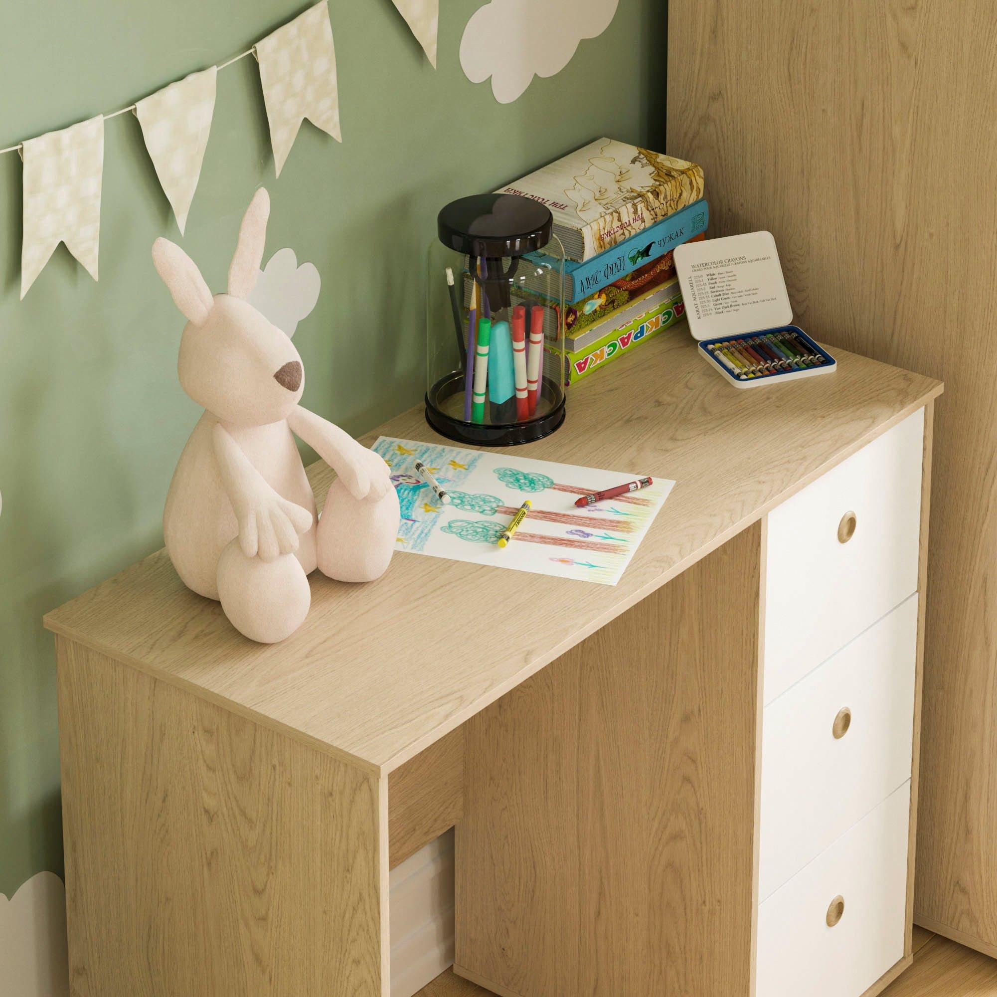 White & Oak - Lassic - Junior Vida Neptune 3 Drawer Desk - 4