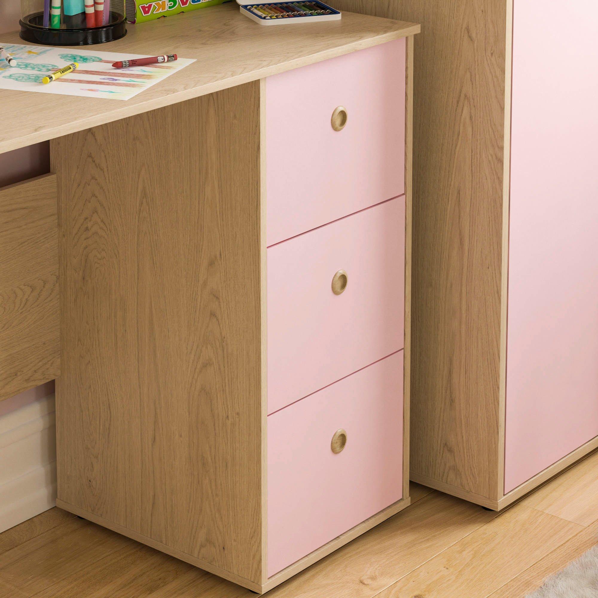 Pink & Oak - Lassic - Junior Vida Neptune 3 Drawer Desk - 5
