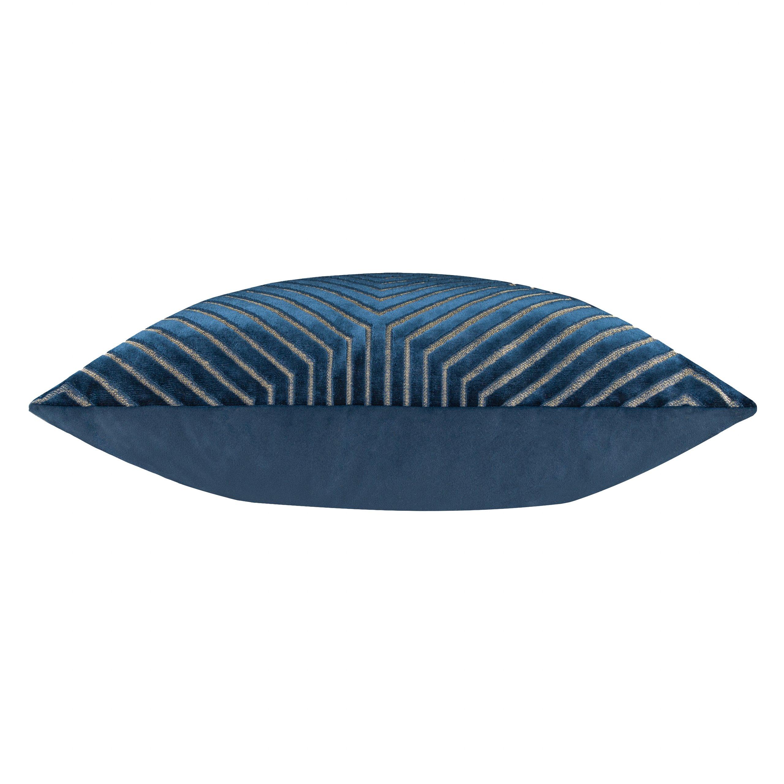 Navy - Paoletti - Evoke Cut Velvet Feather Filled Cushion - 5