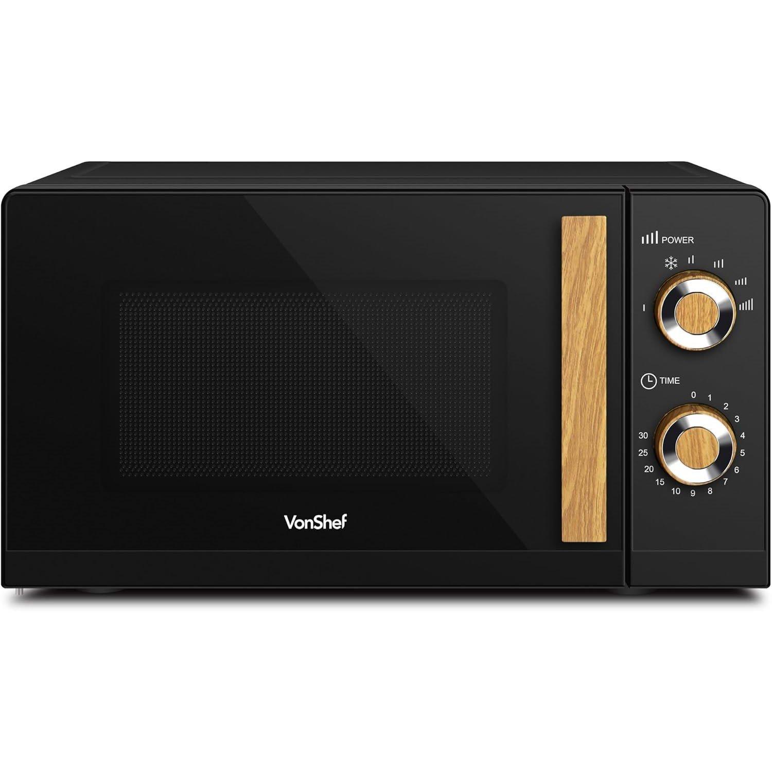 Black - VonShef - VonShef Microwave 20L 700W Compact Solo Microwave - 1