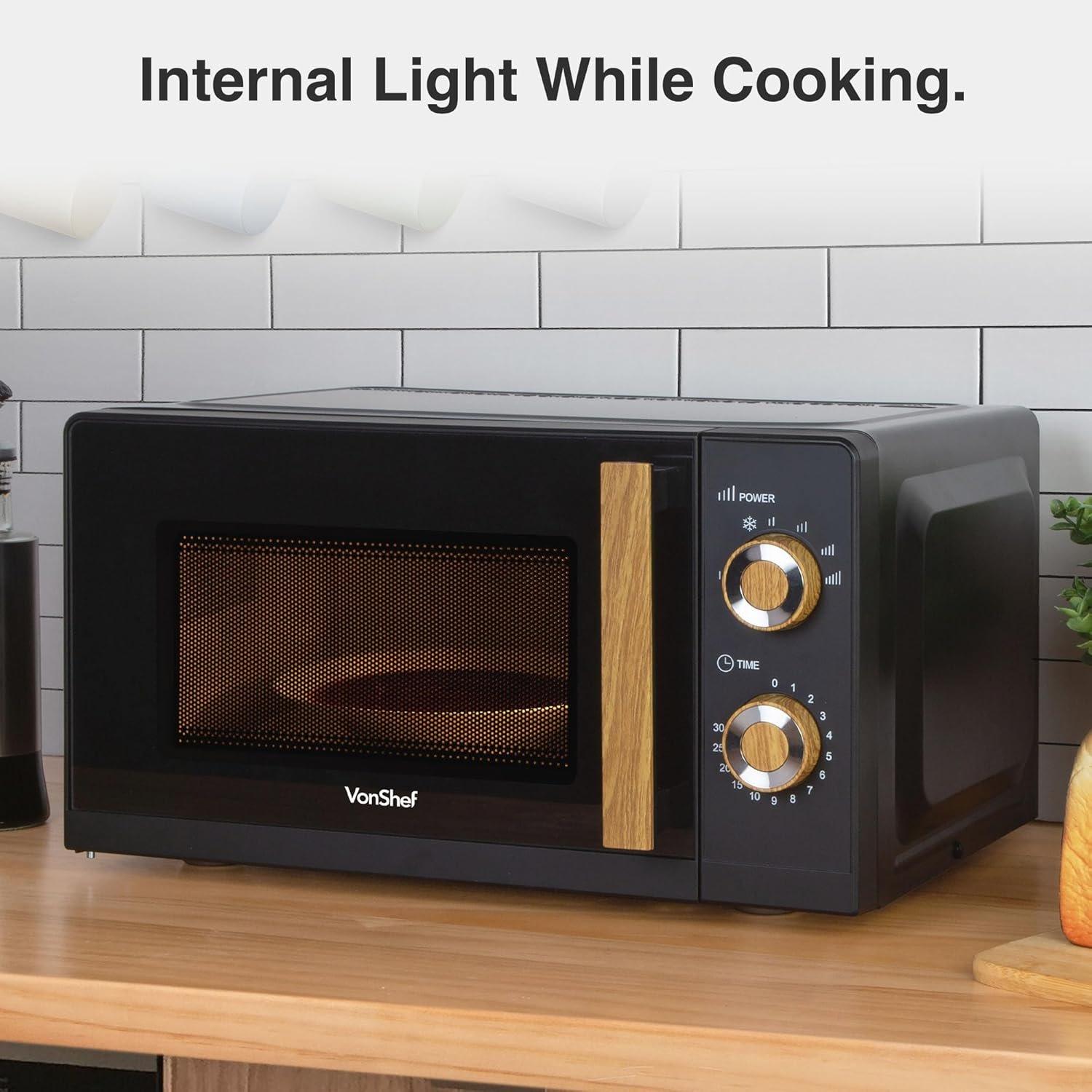 Black - VonShef - VonShef Microwave 20L 700W Compact Solo Microwave - 4