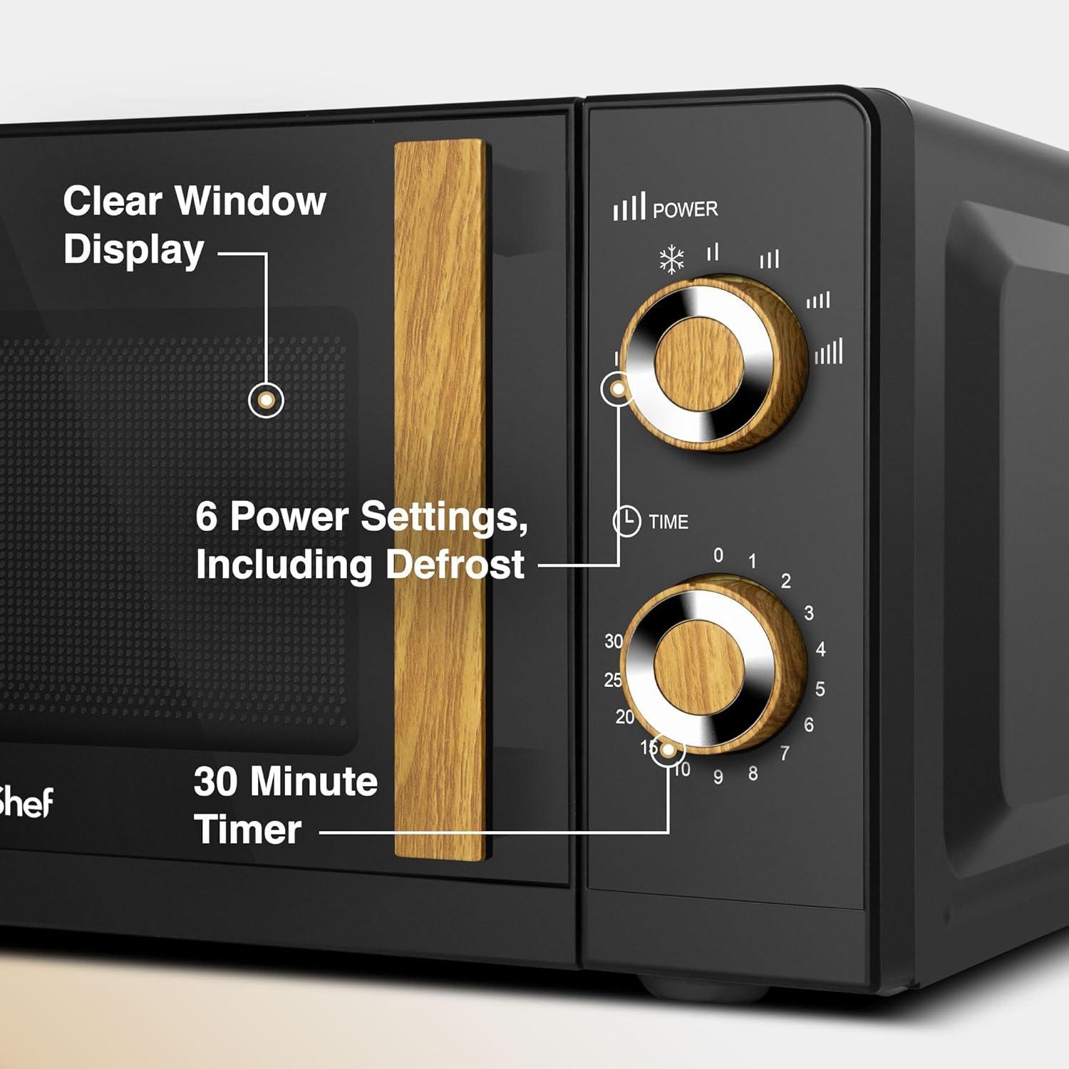 Black - VonShef - VonShef Microwave 20L 700W Compact Solo Microwave - 5