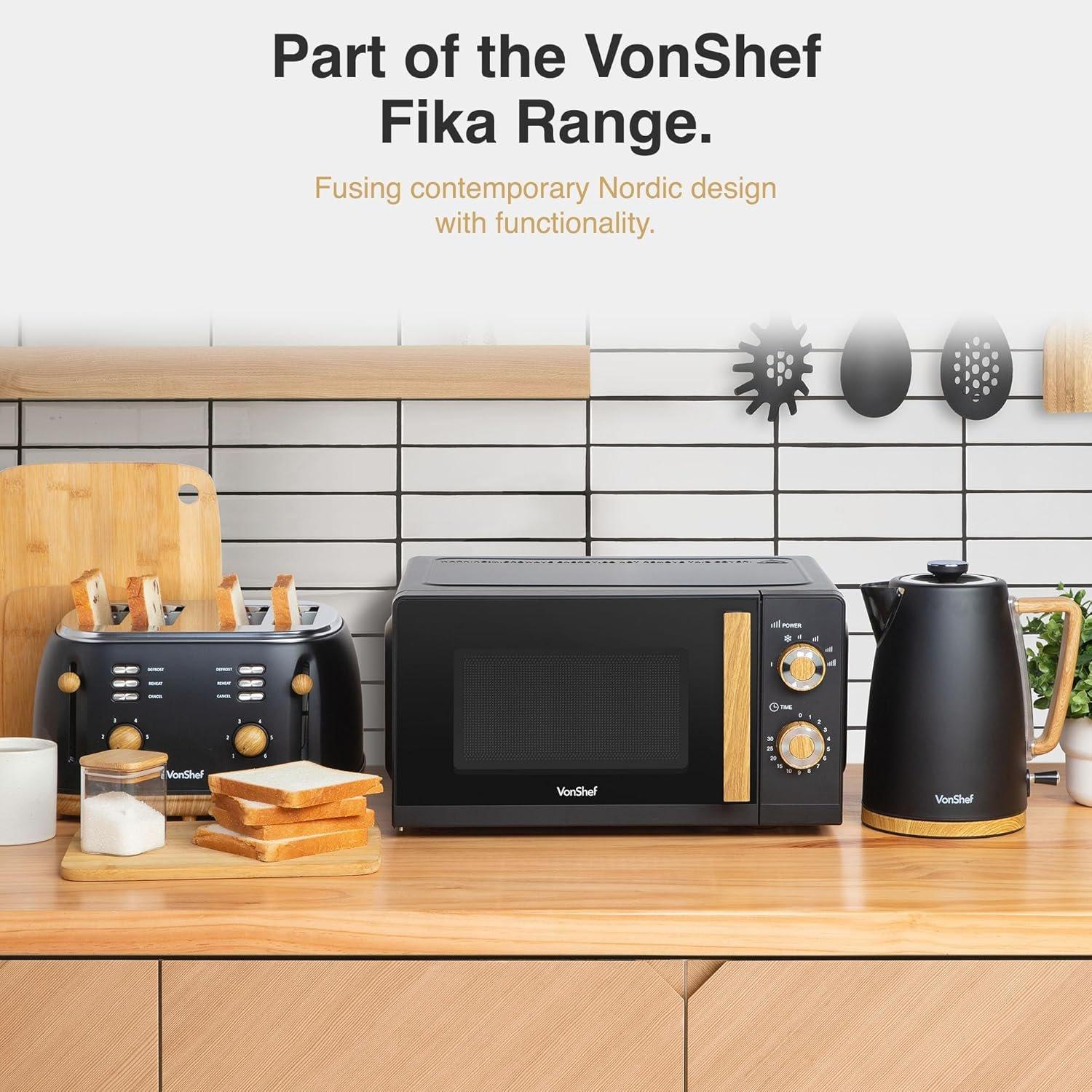 Black - VonShef - VonShef Microwave 20L 700W Compact Solo Microwave - 7