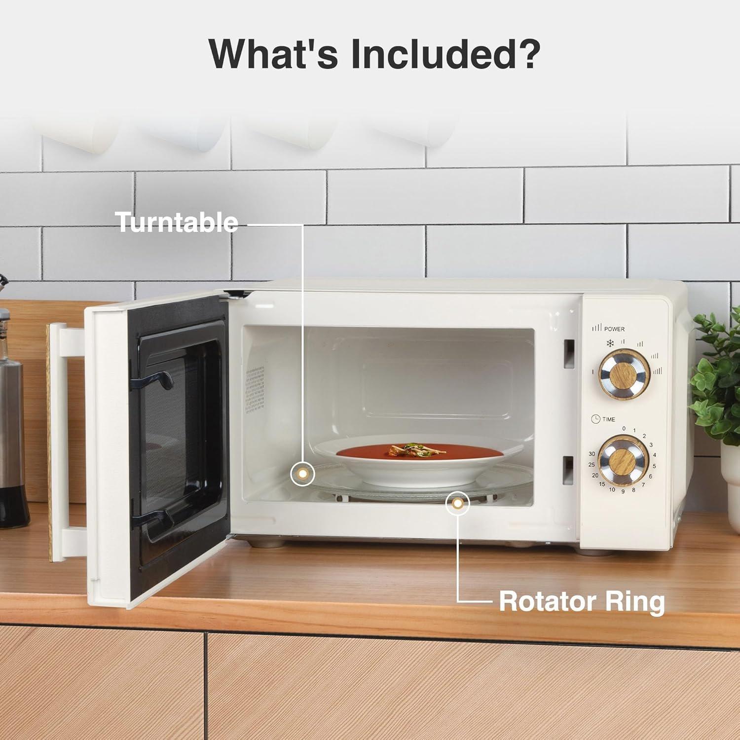 Cream - VonShef - VonShef Microwave 20L 700W Compact Solo Microwave - 3