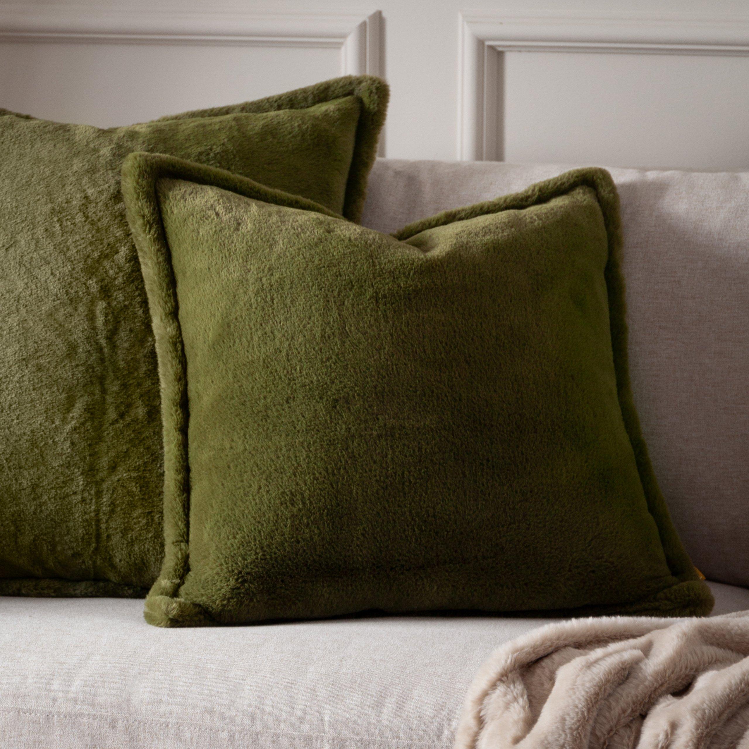 Olive - Furn - Kallu Faux Fur Feather Filled Cushion - 2