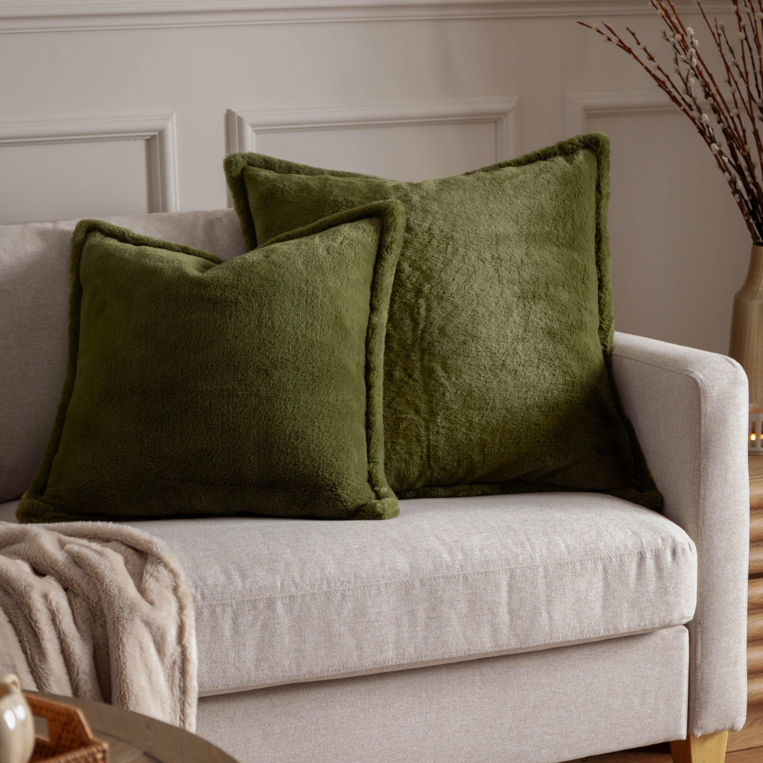 Olive - Furn - Kallu Faux Fur Feather Filled Cushion - 8