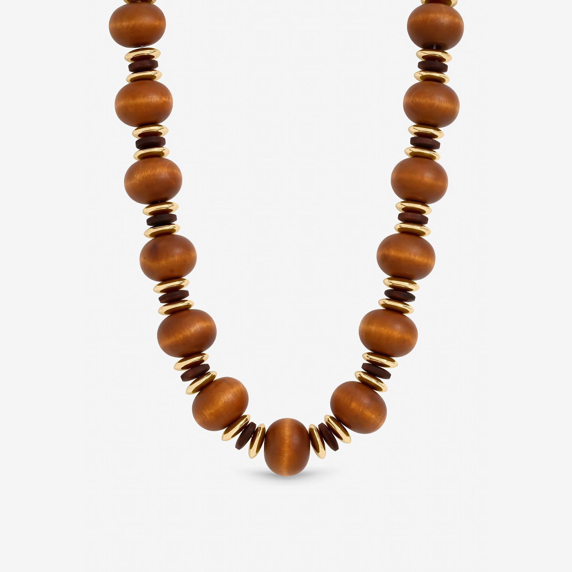 Mood Gold Plated and Wood Orb Necklace