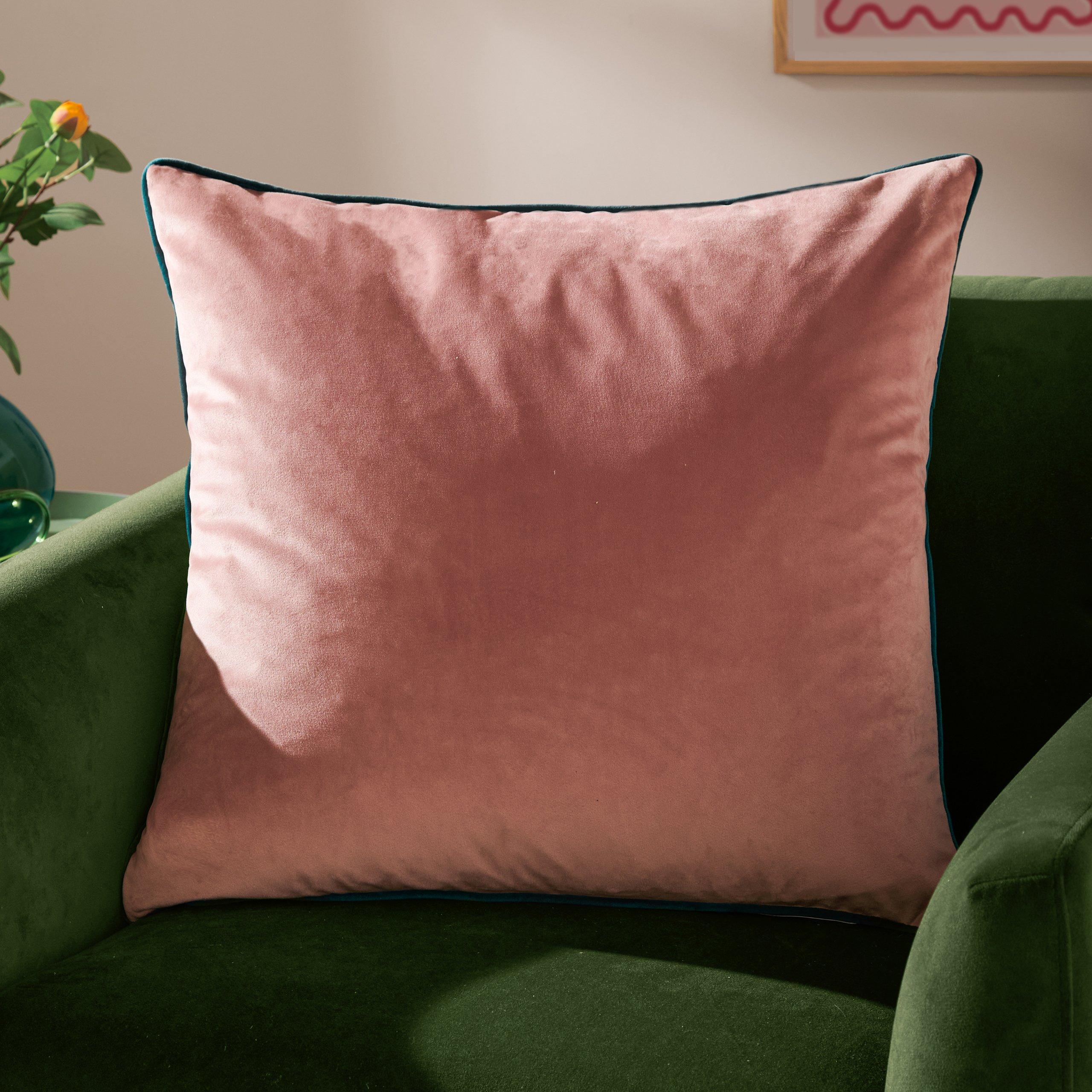 Blush/Teal - Furn - Meridian Velvet Feather Filled Cushion - 2