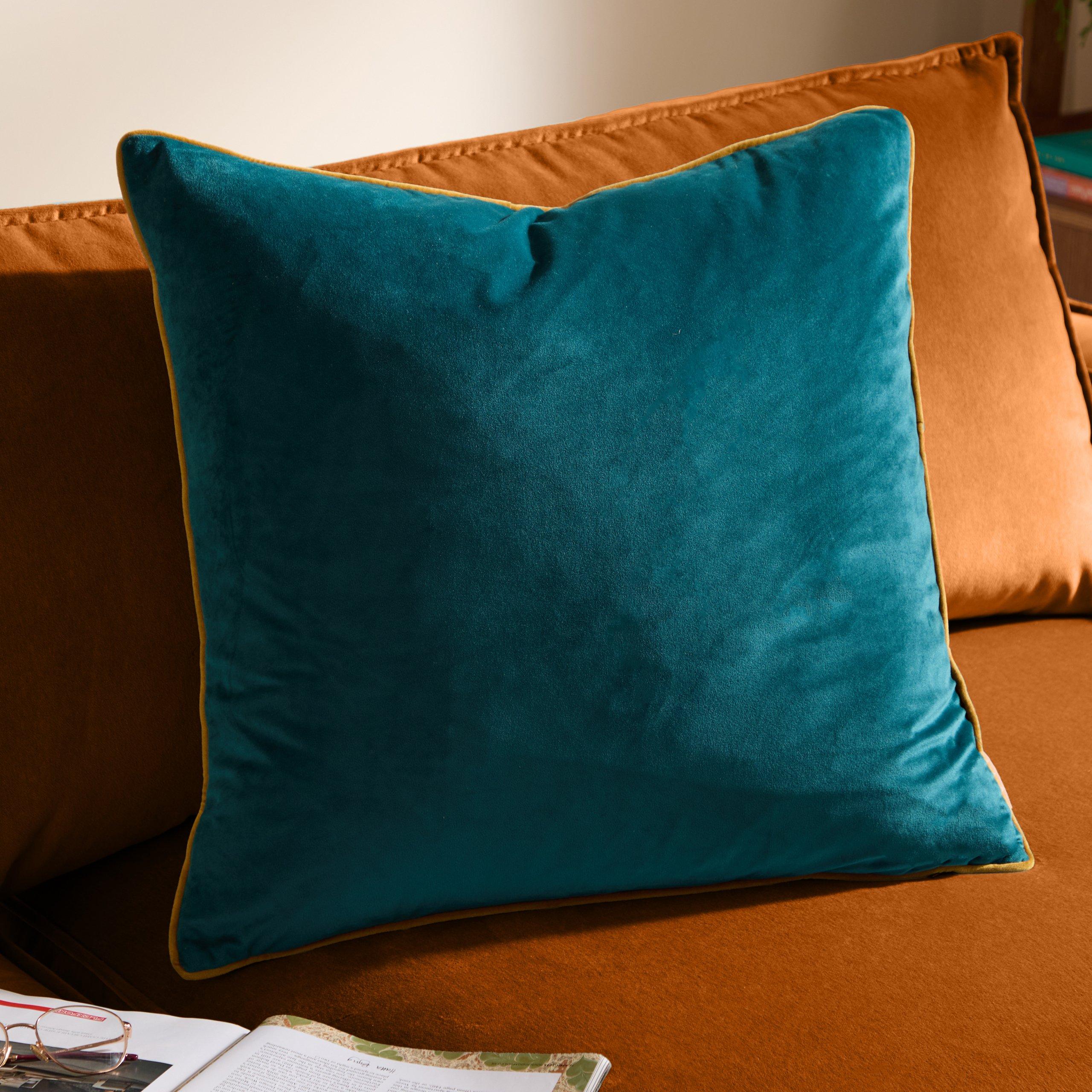 Teal/Ochre - Furn - Meridian Velvet Feather Filled Cushion - 2
