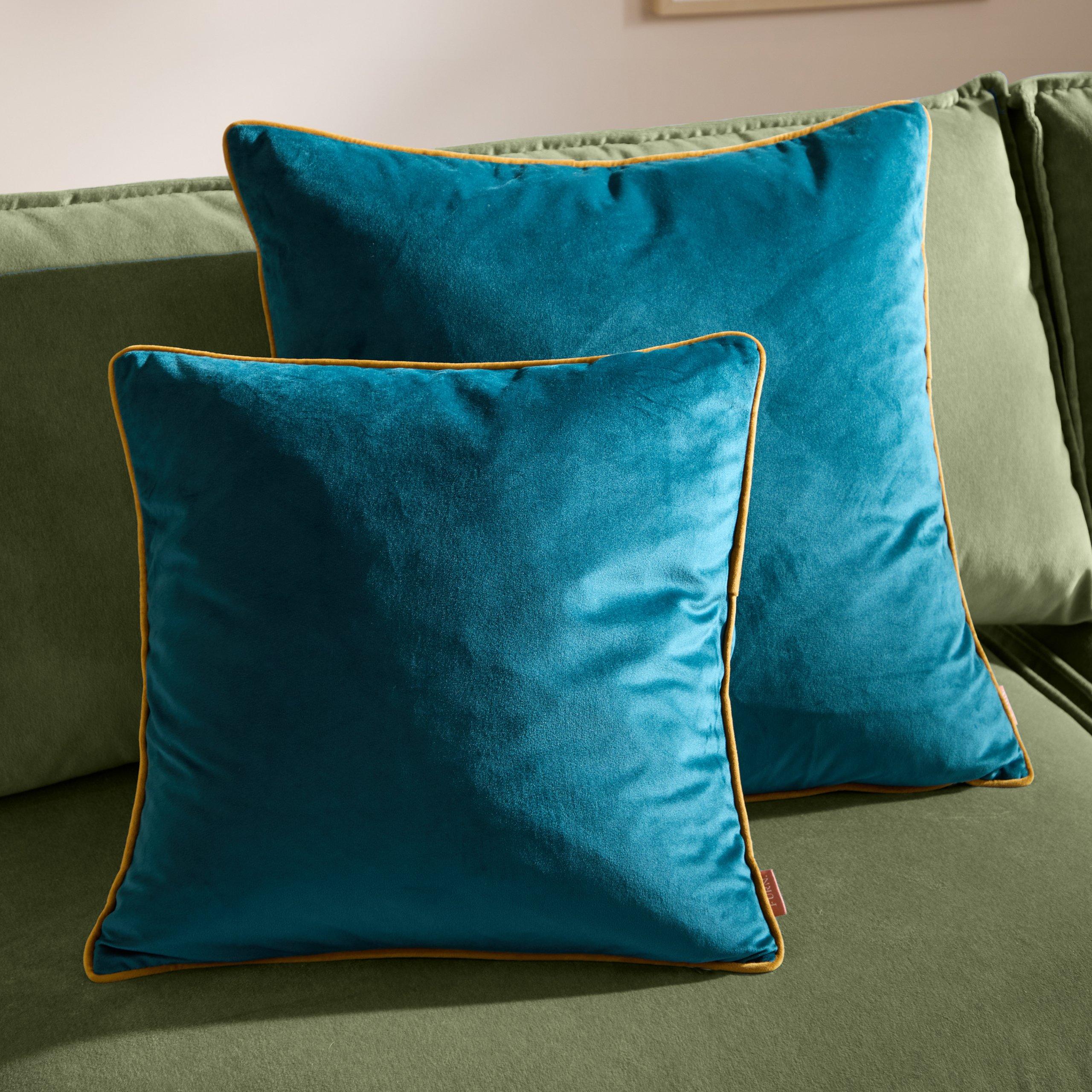 Teal/Ochre - Furn - Meridian Velvet Feather Filled Cushion - 7