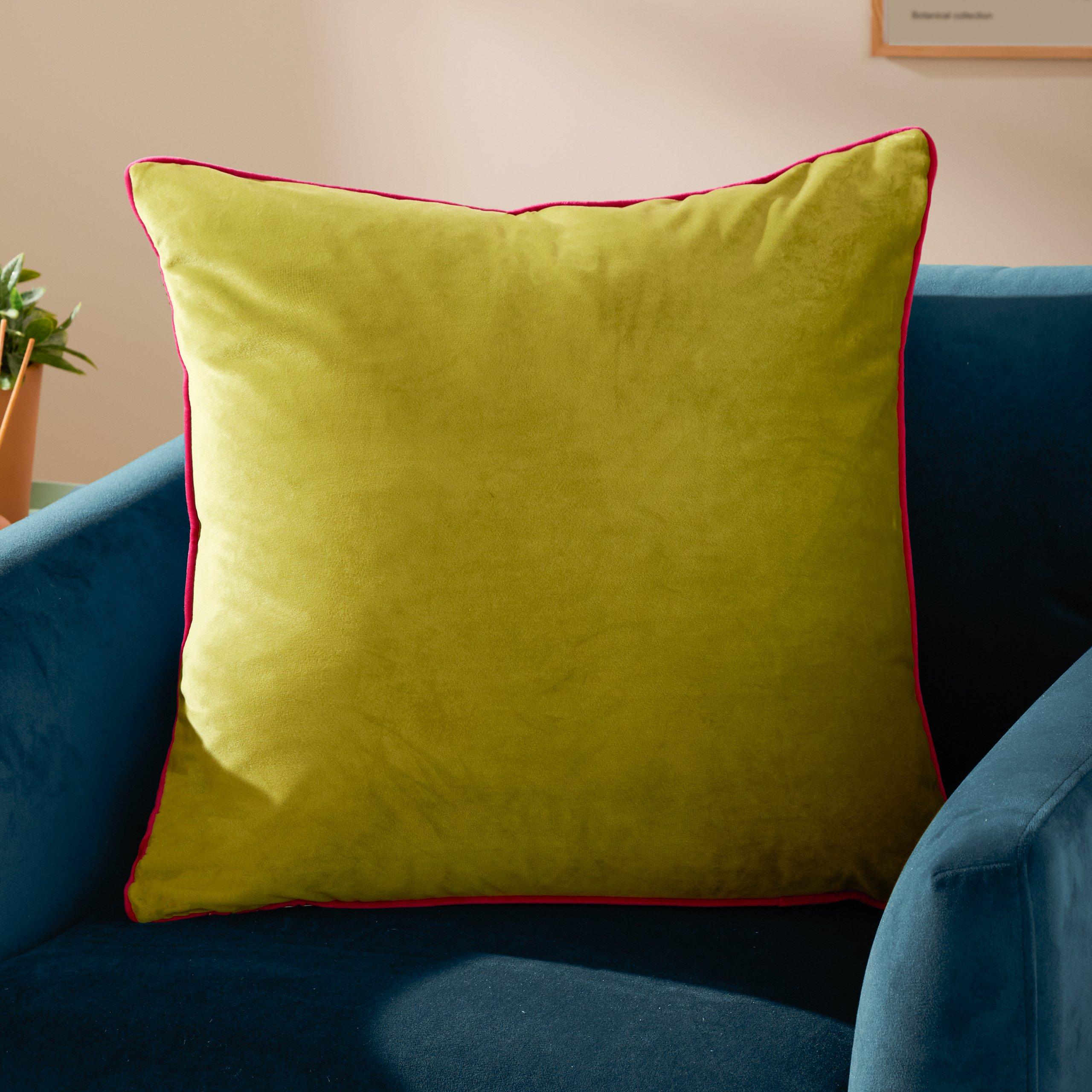 Lime/Hot Pink - Furn - Meridian Velvet Feather Filled Cushion - 2