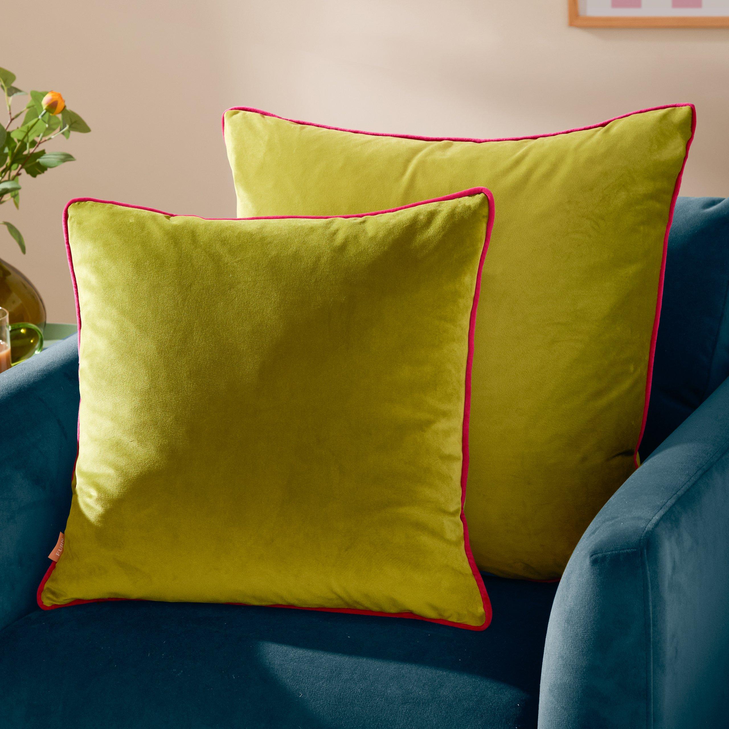 Lime/Hot Pink - Furn - Meridian Velvet Feather Filled Cushion - 7