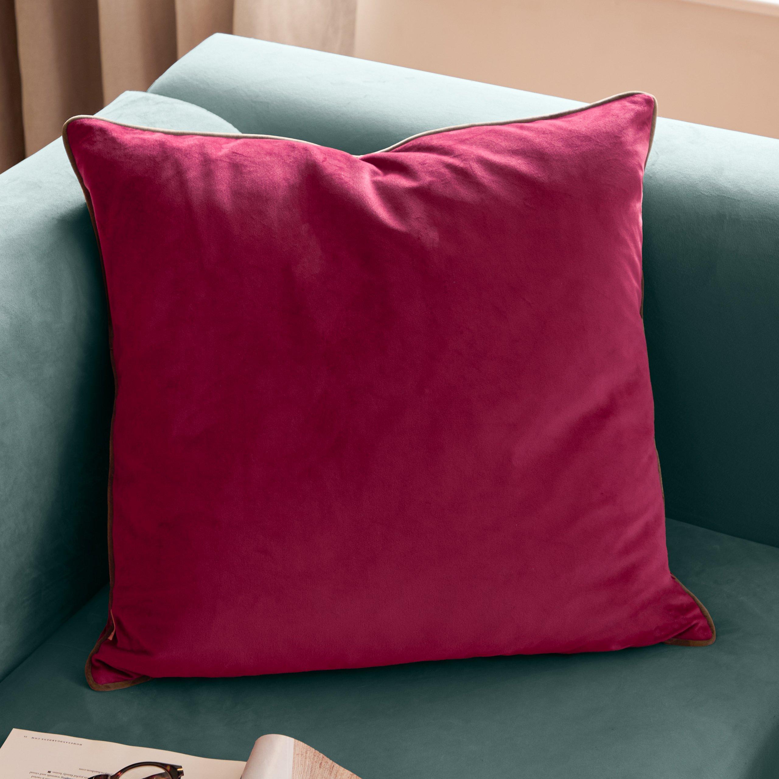Cranberry/Mocha - Furn - Meridian Velvet Fibre Filled Cushion - 2