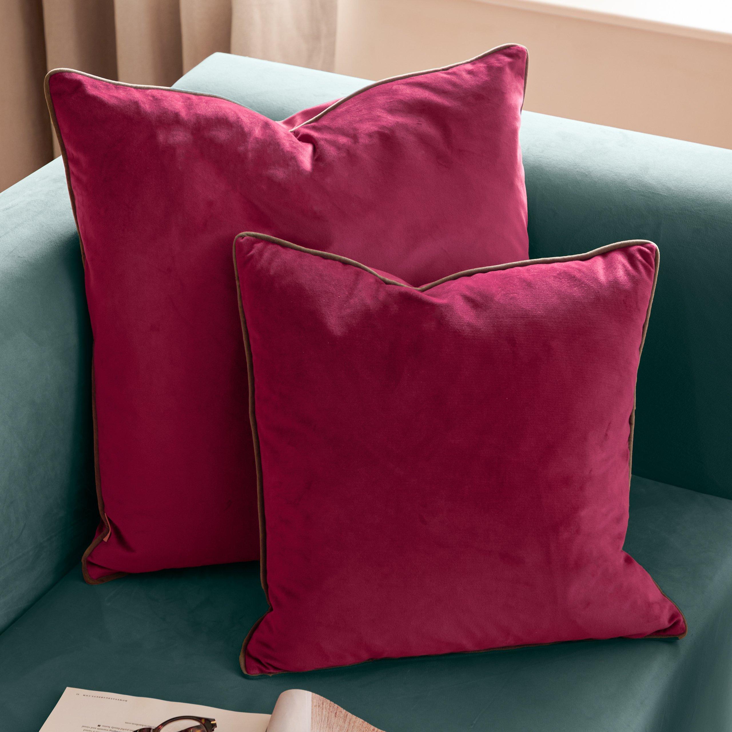Cranberry/Mocha - Furn - Meridian Velvet Fibre Filled Cushion - 6