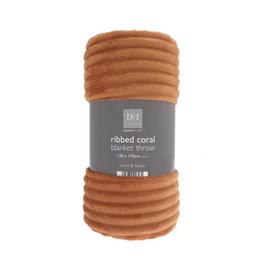 Country Club Coral Blanket Throws - Ribbed Design - 130x170cm