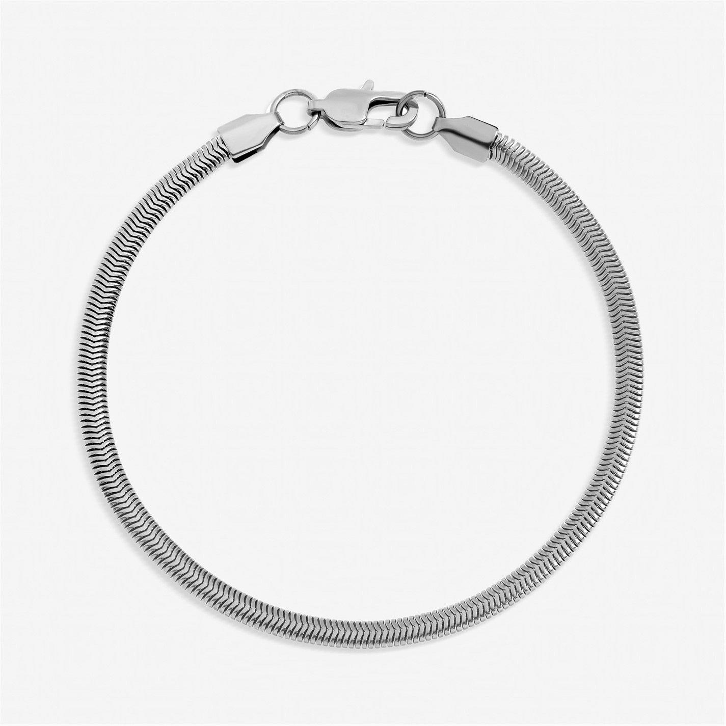 Silver - Inicio - Mens Waterproof Snake Chain Bracelet - Gift Pouch - 1