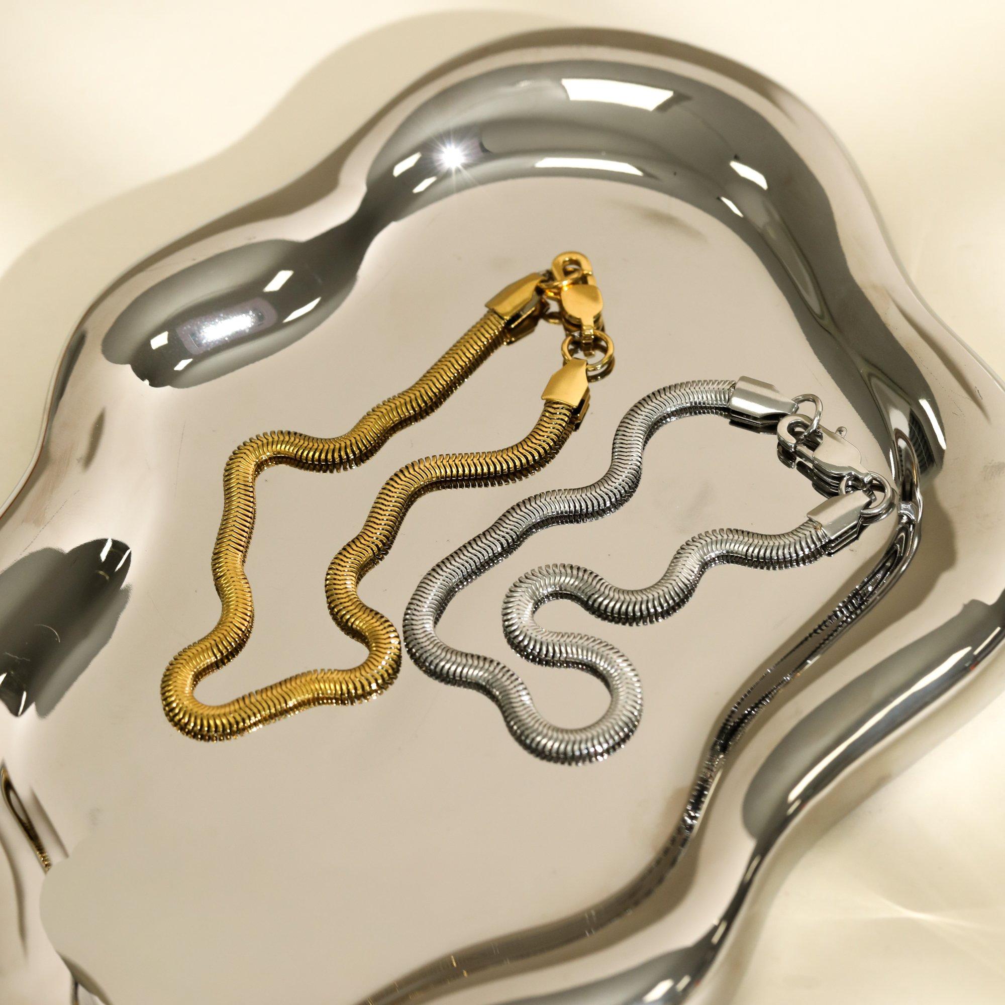 Silver - Inicio - Mens Waterproof Snake Chain Bracelet - Gift Pouch - 2