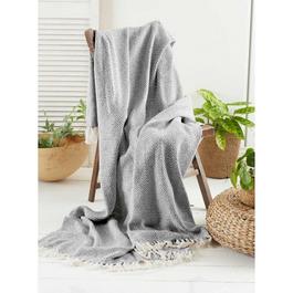 Country Club Chevron Design Throw - 170x200cm - Grey