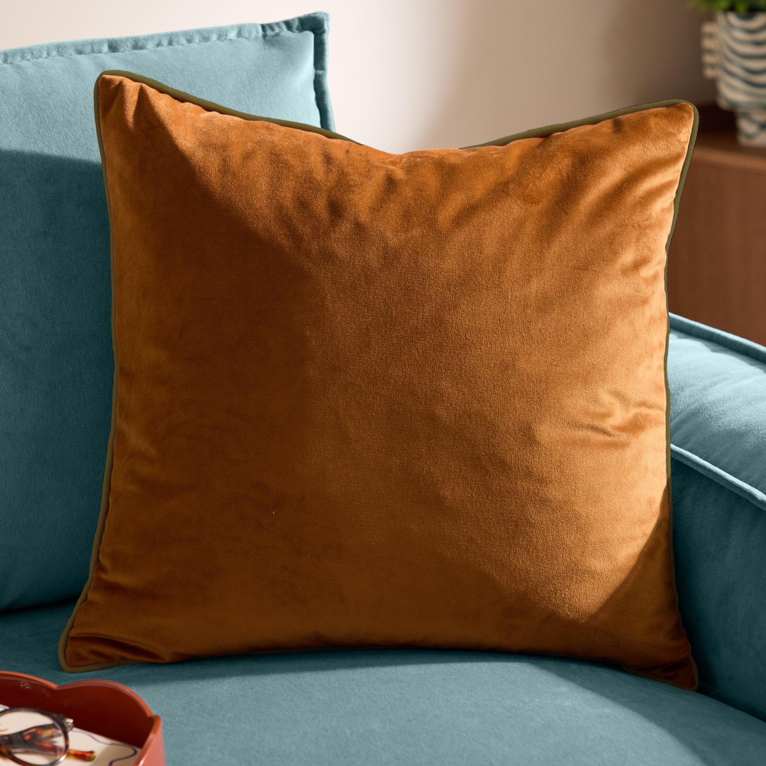 Ginger/Olive - Furn - Meridian Velvet Feather Filled Cushion - 2