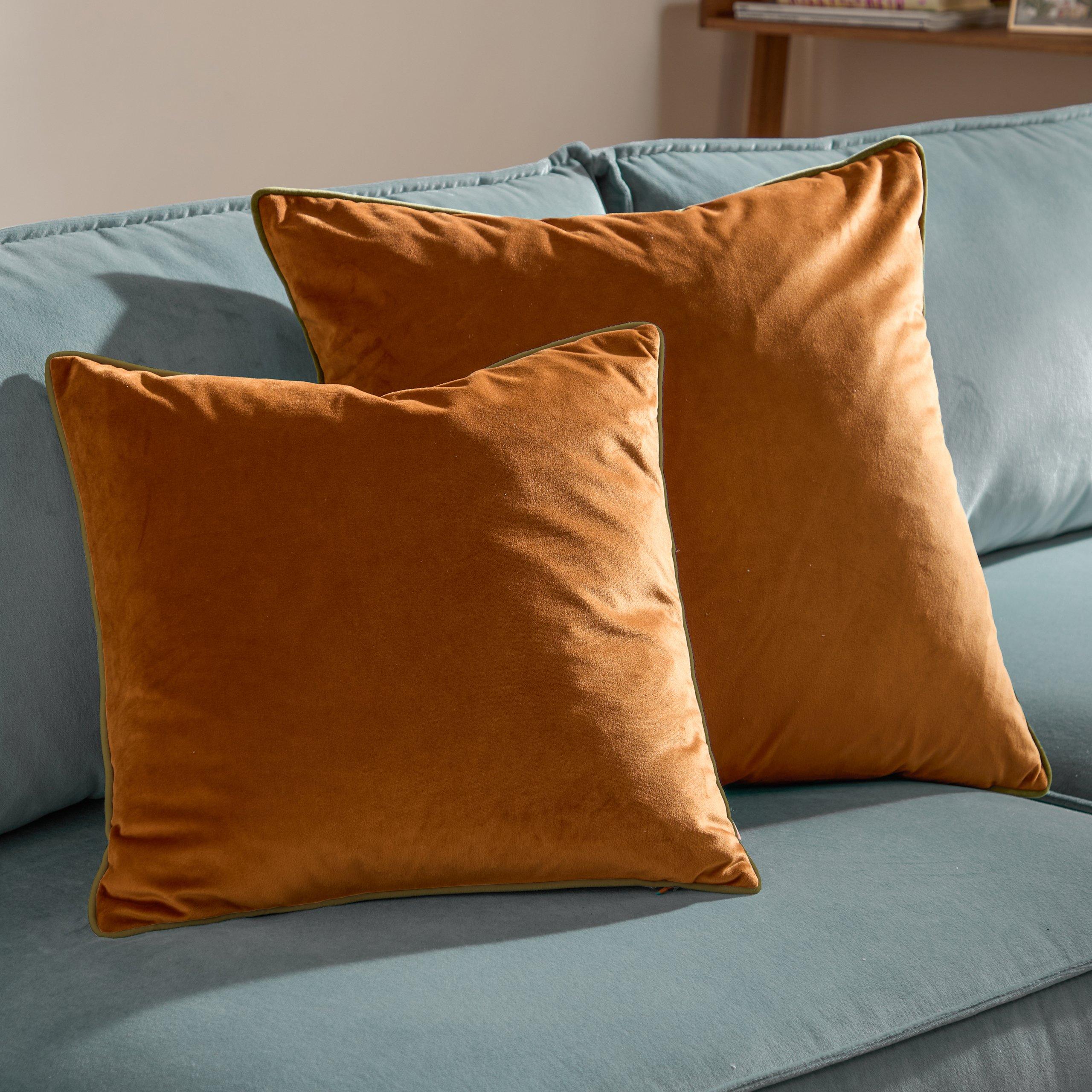 Ginger/Olive - Furn - Meridian Velvet Feather Filled Cushion - 7