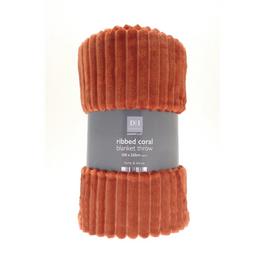 Country Club Coral Blanket Throws - Ribbed Design - 200x220cm