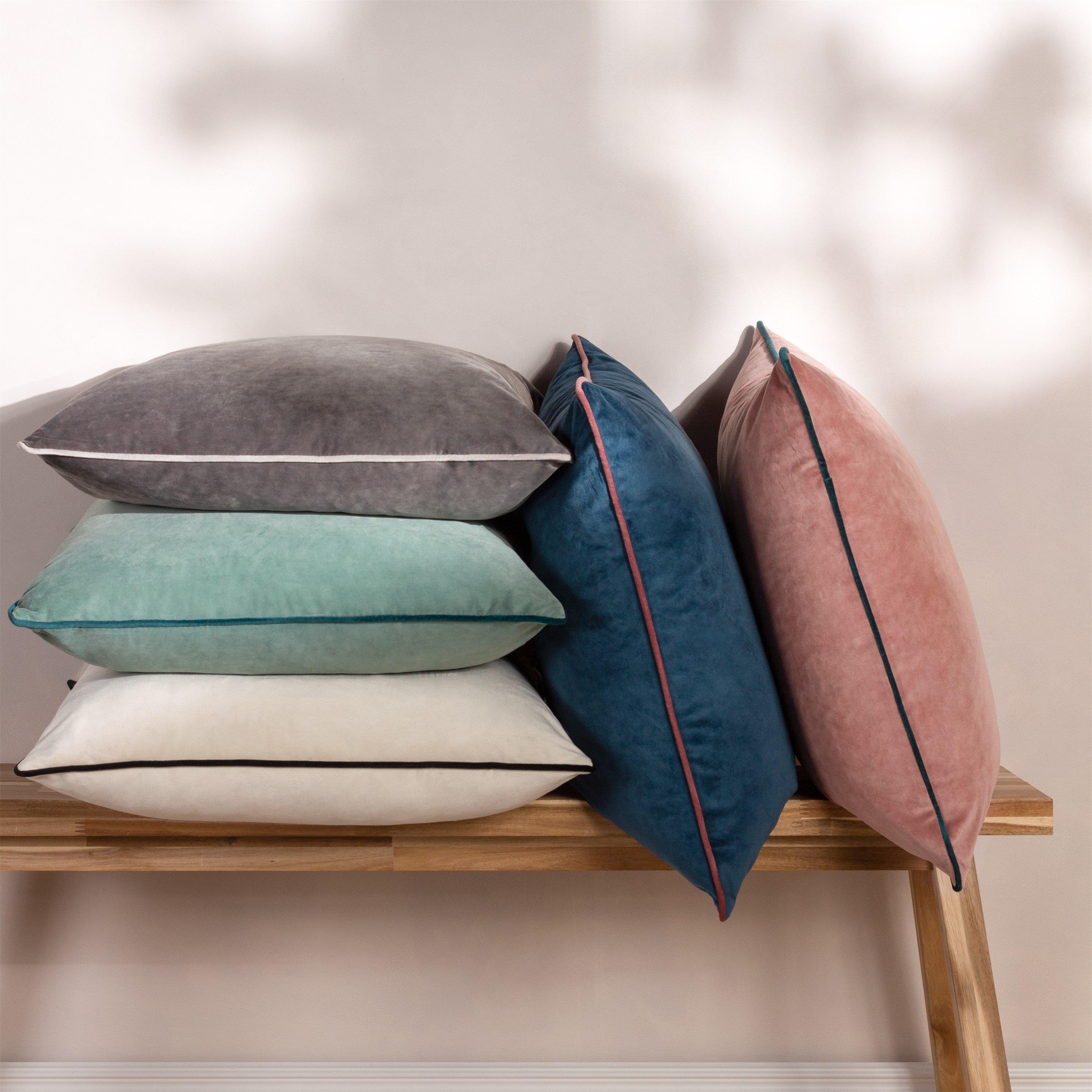 Charcoal/Dove - Furn - Meridian Velvet Fibre Filled Cushion - 6