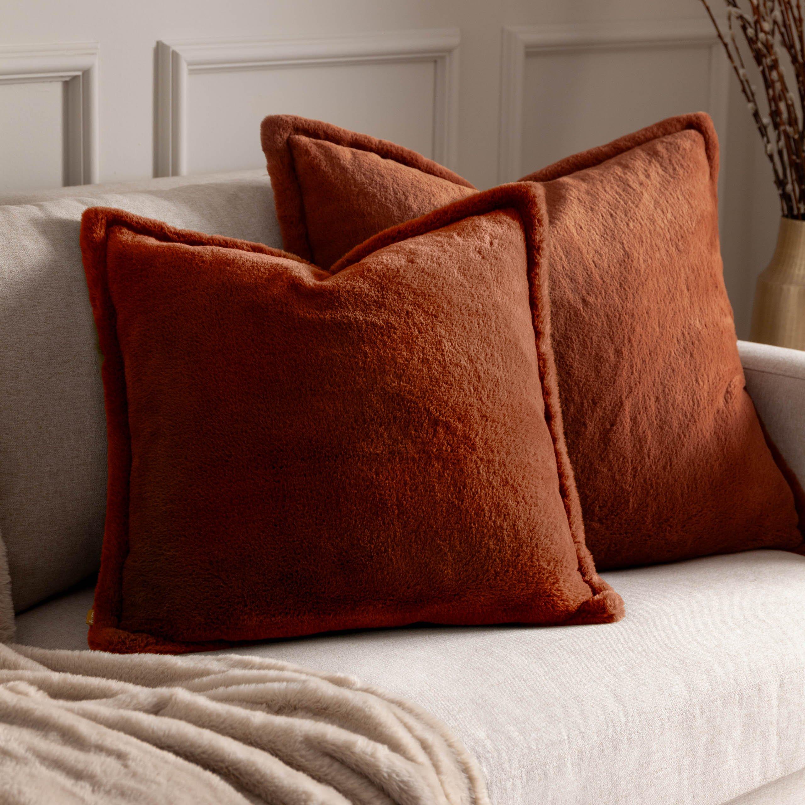 Rust - Furn - Kallu Faux Fur Feather Filled Cushion - 8