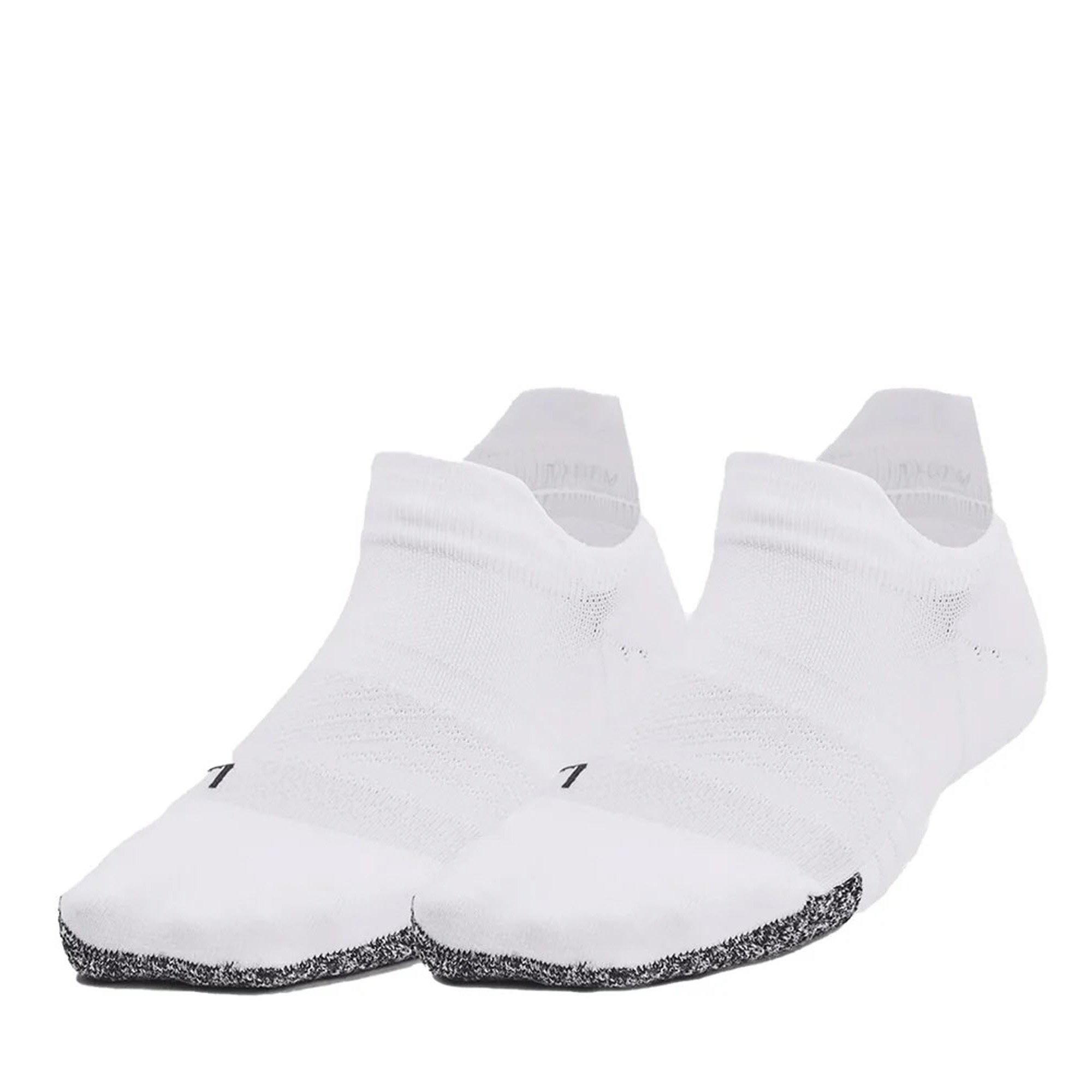 White/Reflect - Under Armour - Breathe 2 No Show Tab Socks 2pack - 1