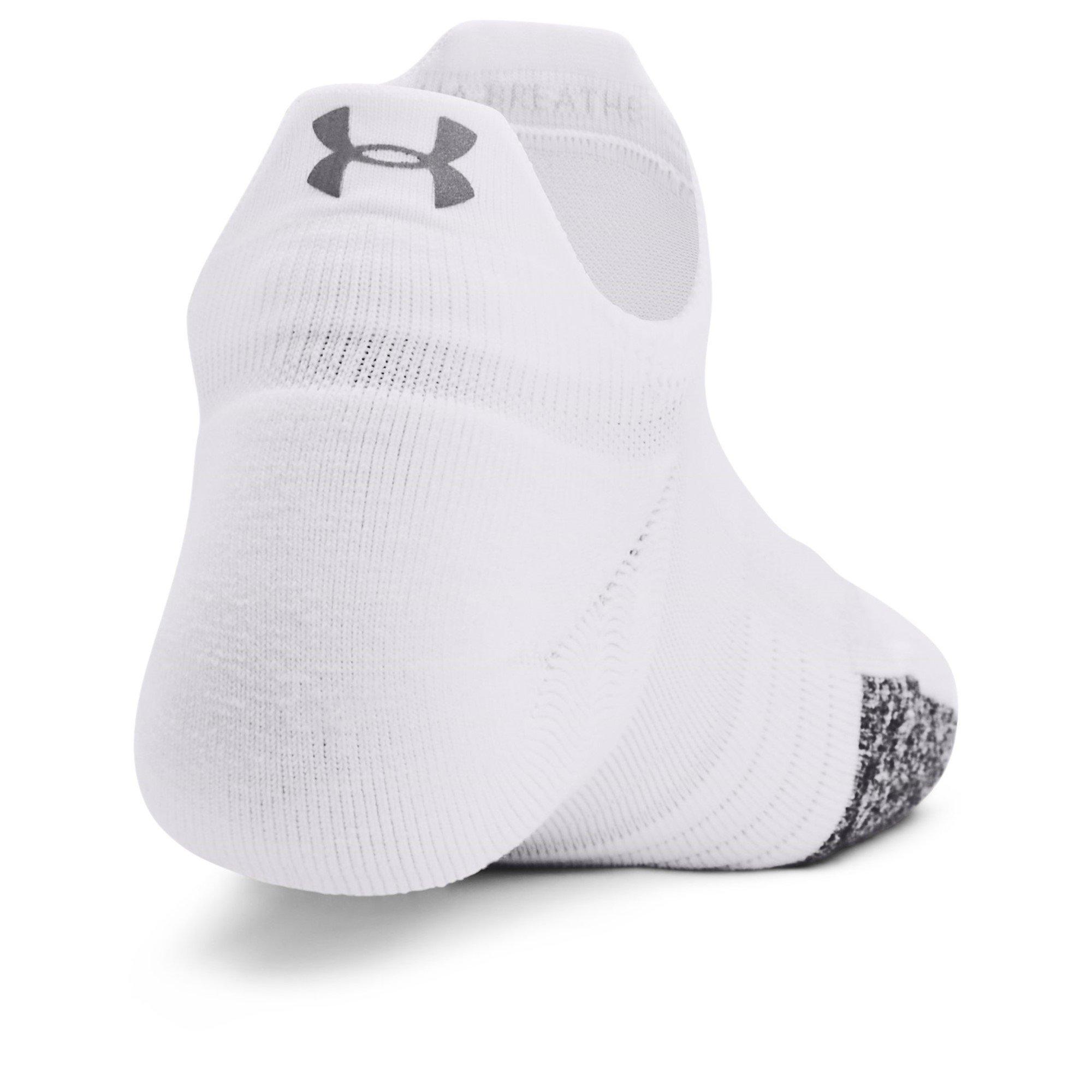 White/Reflect - Under Armour - Breathe 2 No Show Tab Socks 2pack - 3