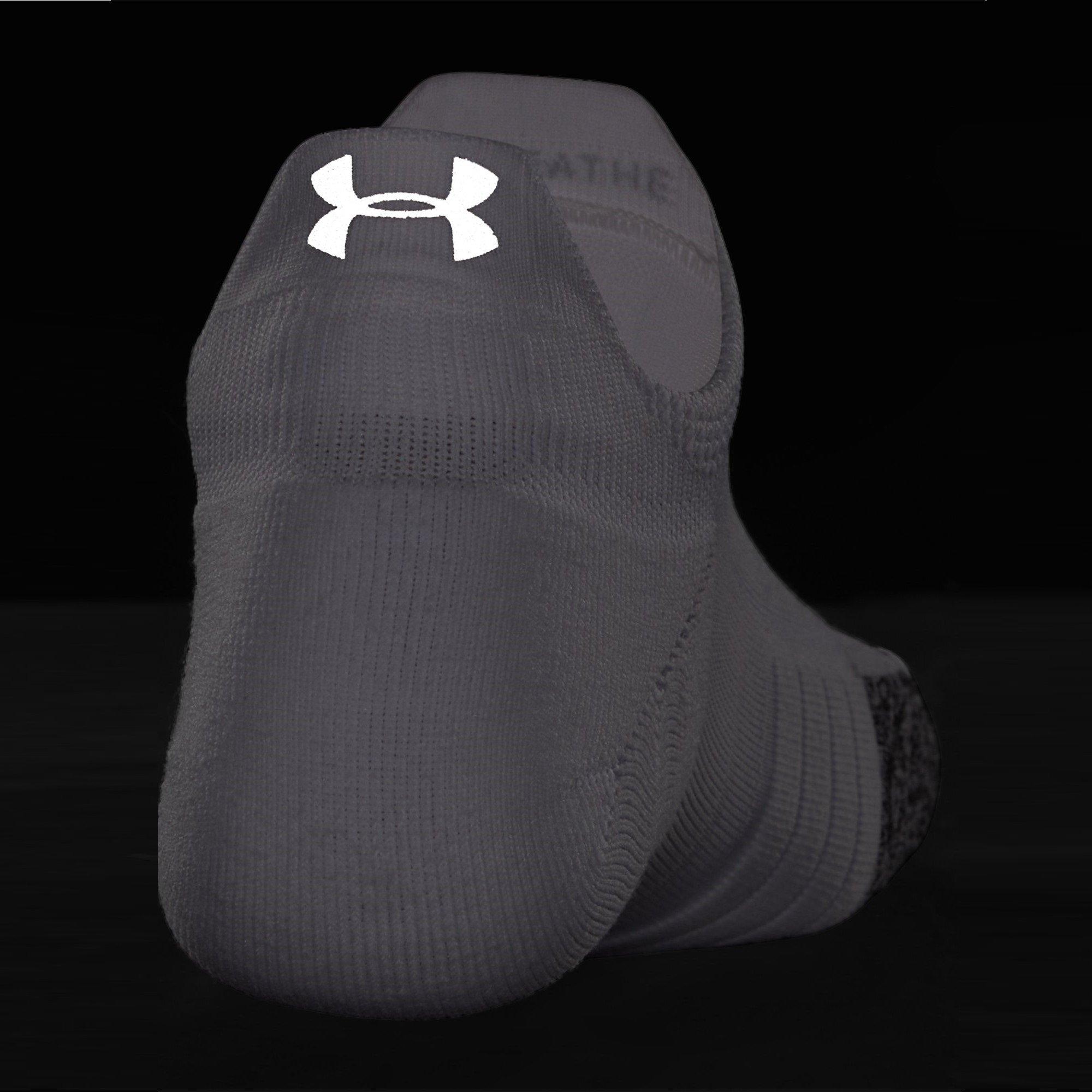 White/Reflect - Under Armour - Breathe 2 No Show Tab Socks 2pack - 4