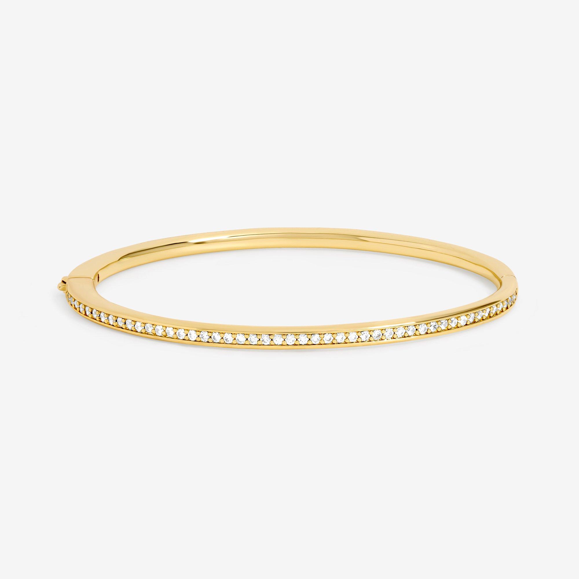 Gold - Jon Richard - Jon Richard 14K Gold Plated and Pave Bangle - 1
