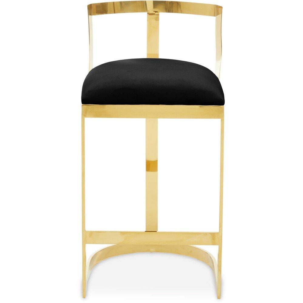 Fifty Five South  Azalea Black Velvet Bar Stool - Gold