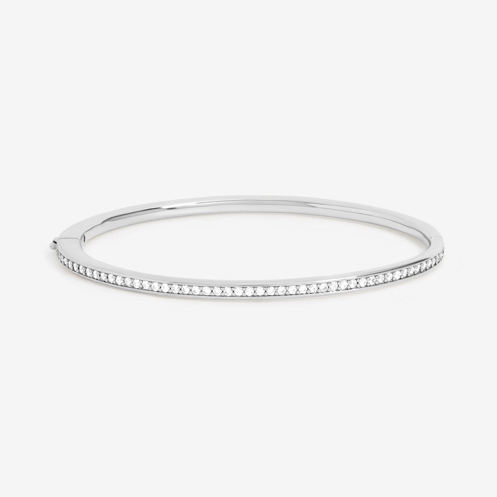 Silver - Jon Richard - Jon Richard Silver Plated and Pave Bangle - 1