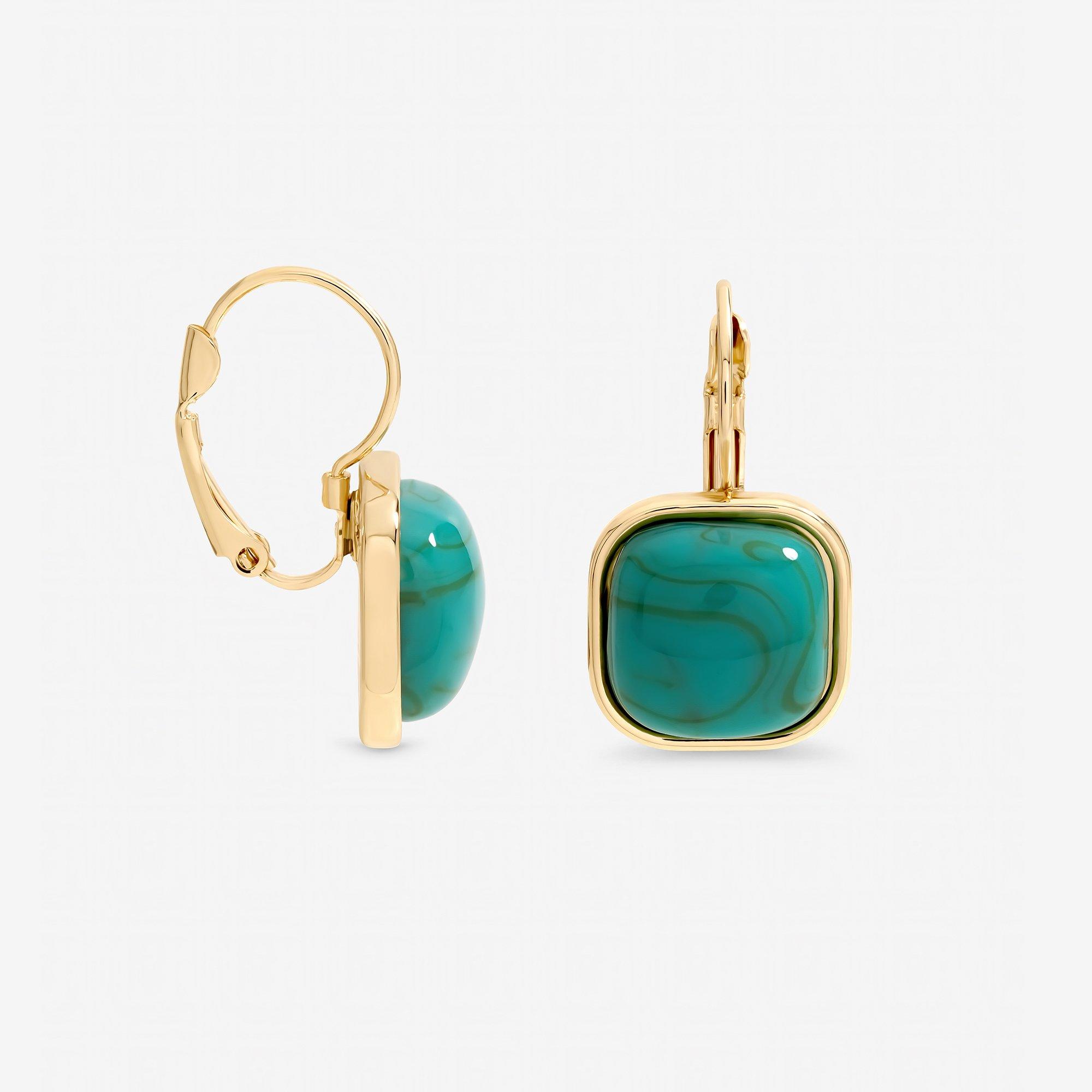 Gold - Mood - Gold Plated and Turquoise Stone Drop Earrings