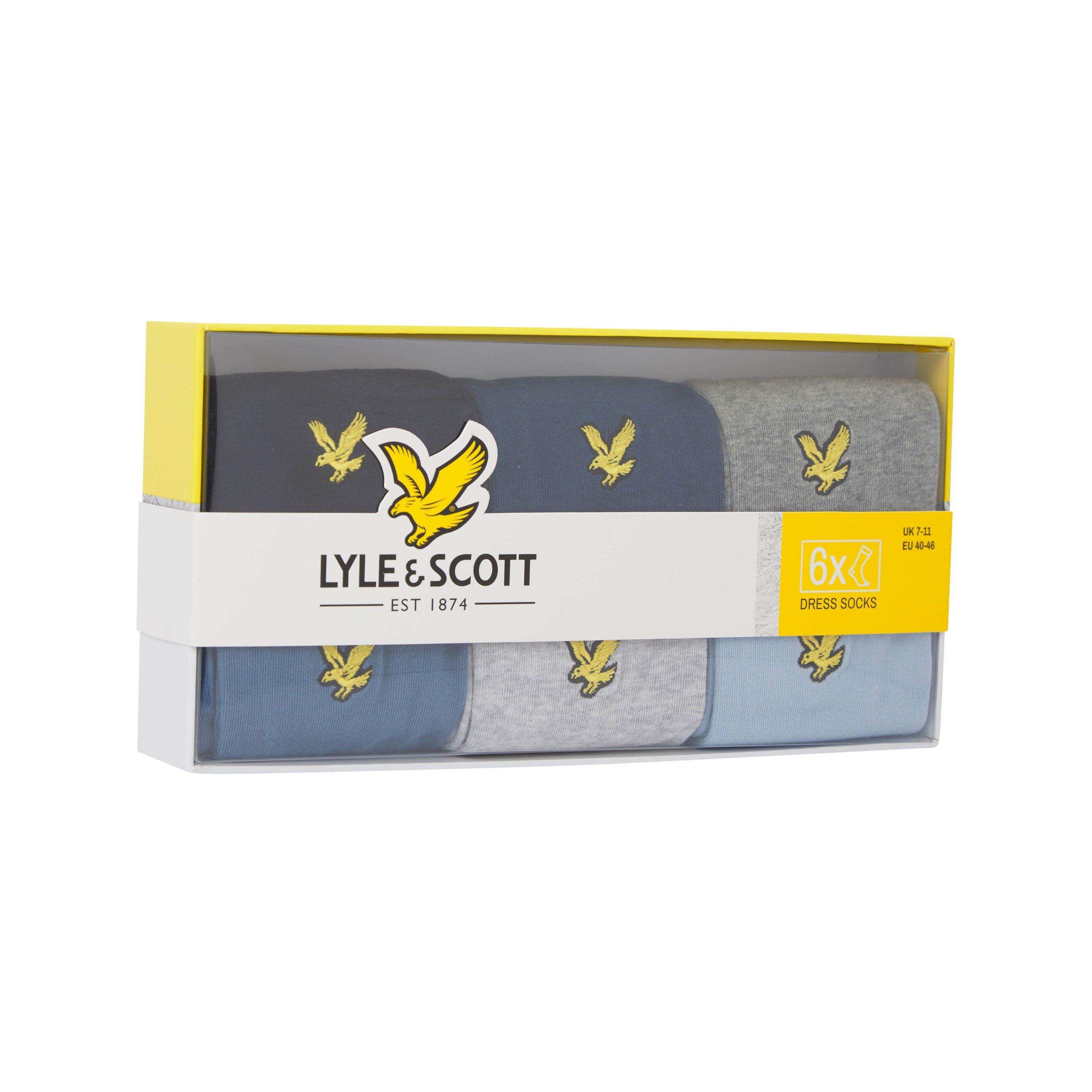 Blå/Blå/Grå - Lyle and Scott - Men's Victor Crew Socks - 8