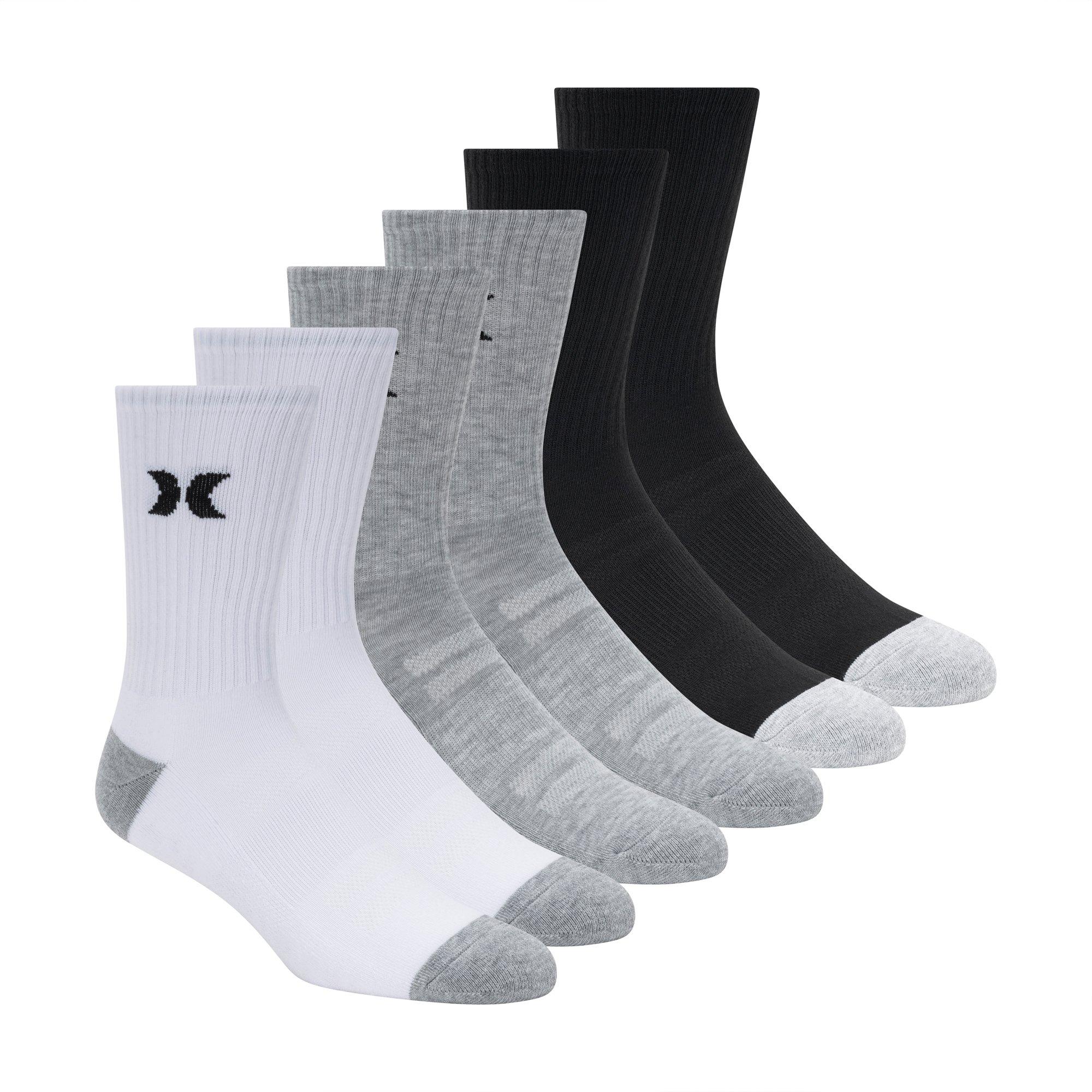 Hurley Men's 6Pk Crew Sock - White/ - Mens 7-11