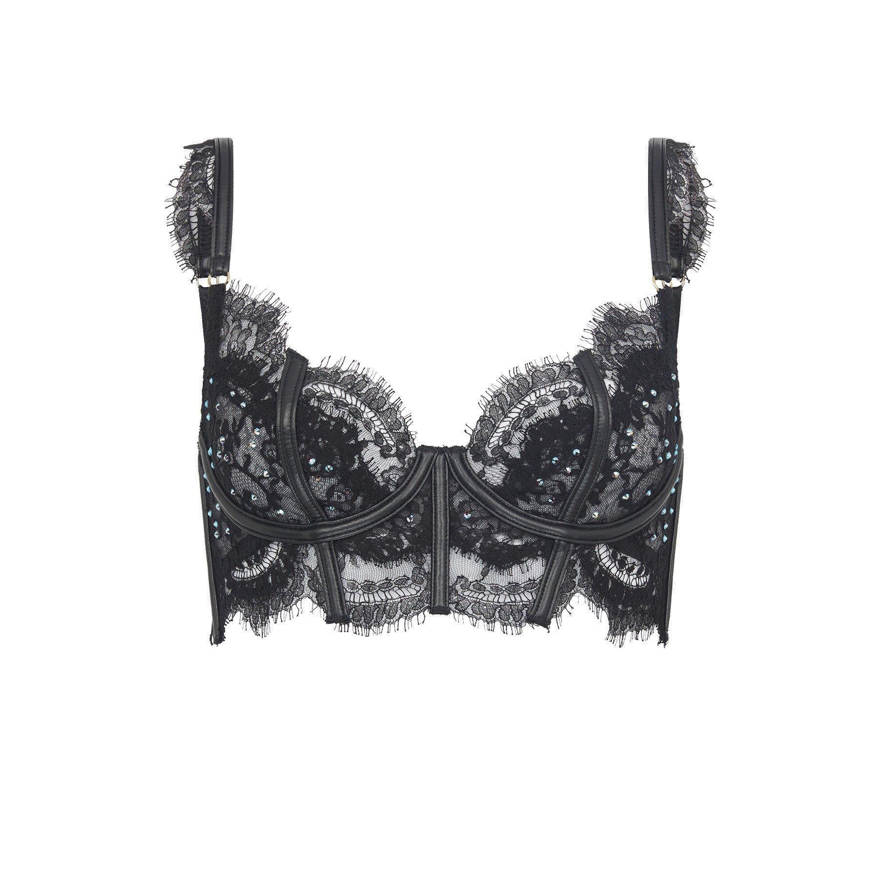 Black - Agent Provocateur - ROXANNIE Longline Underwired Bra - 3
