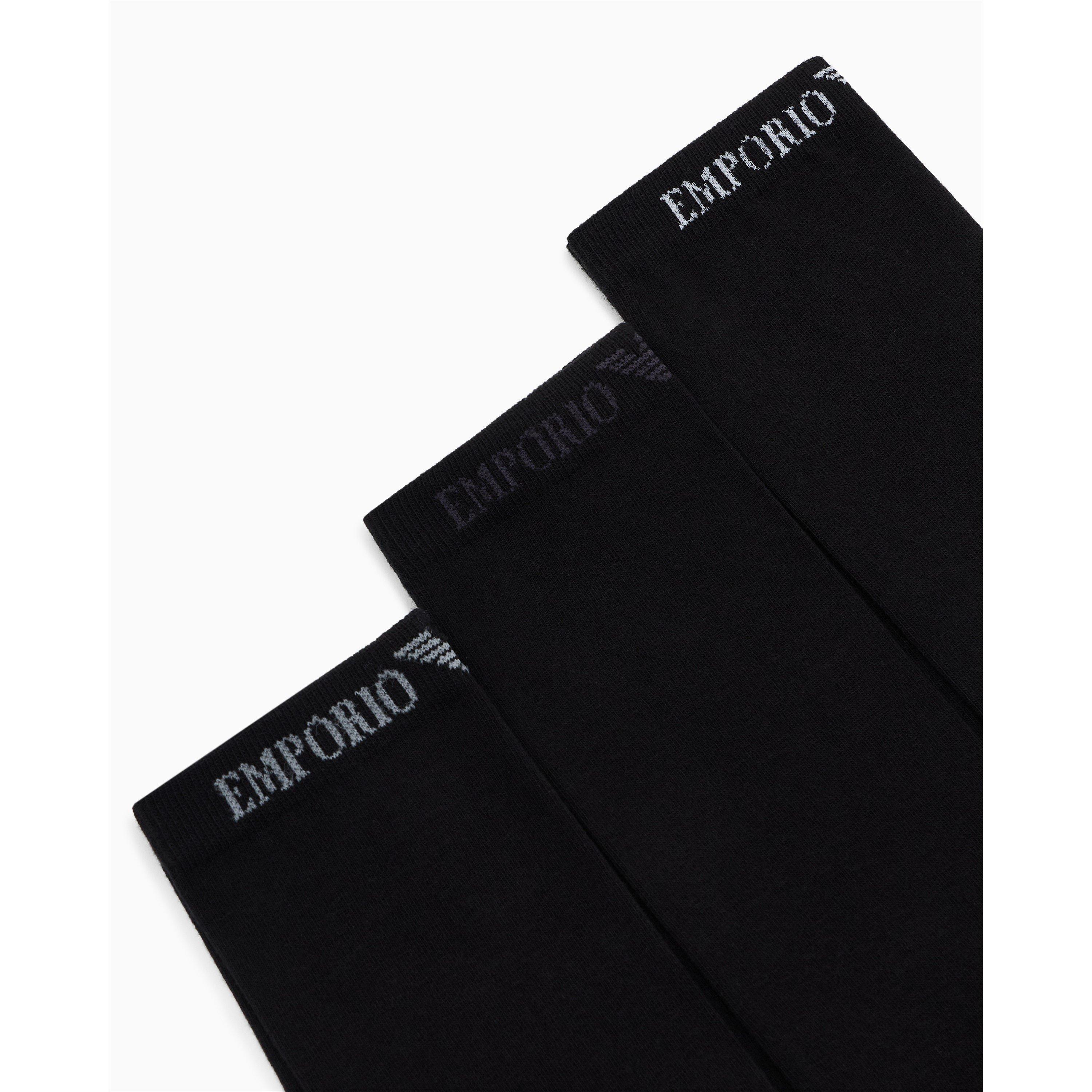Blk/Blk/Blk - Emporio Armani - Men's Crew Socks - 3