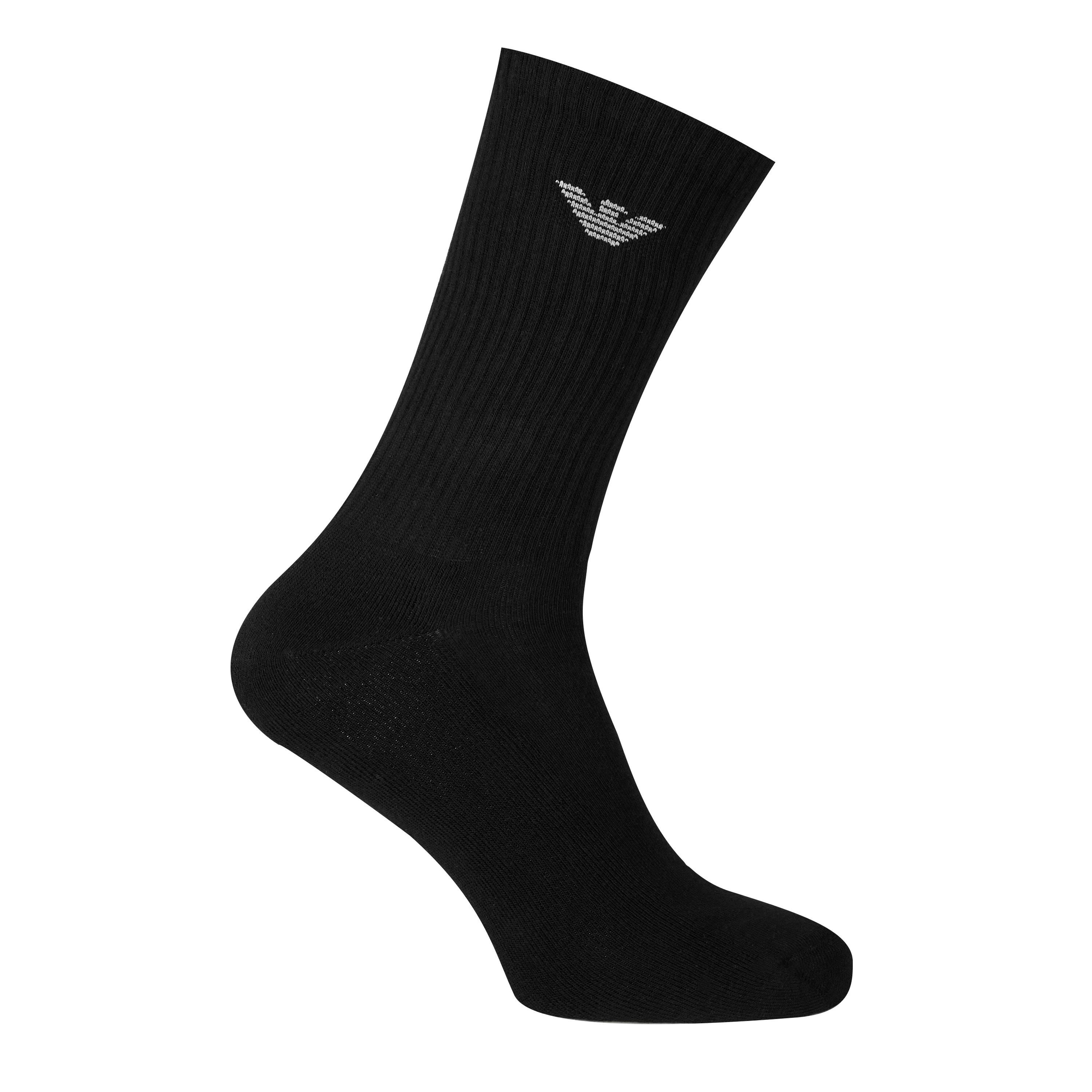 Black 00020 - Emporio Armani - 3 Pack Crew Logo Socks - 2