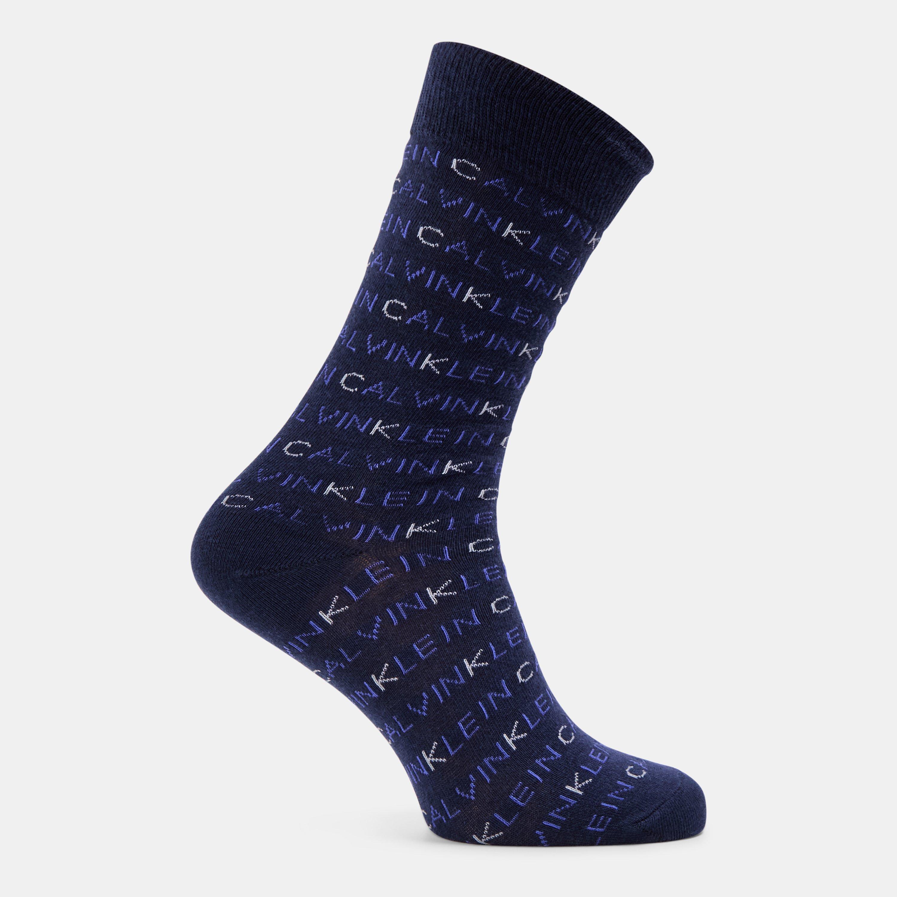 NAVY - Calvin Klein - 3 Pack All Over Print Crew Socks Mens - 2
