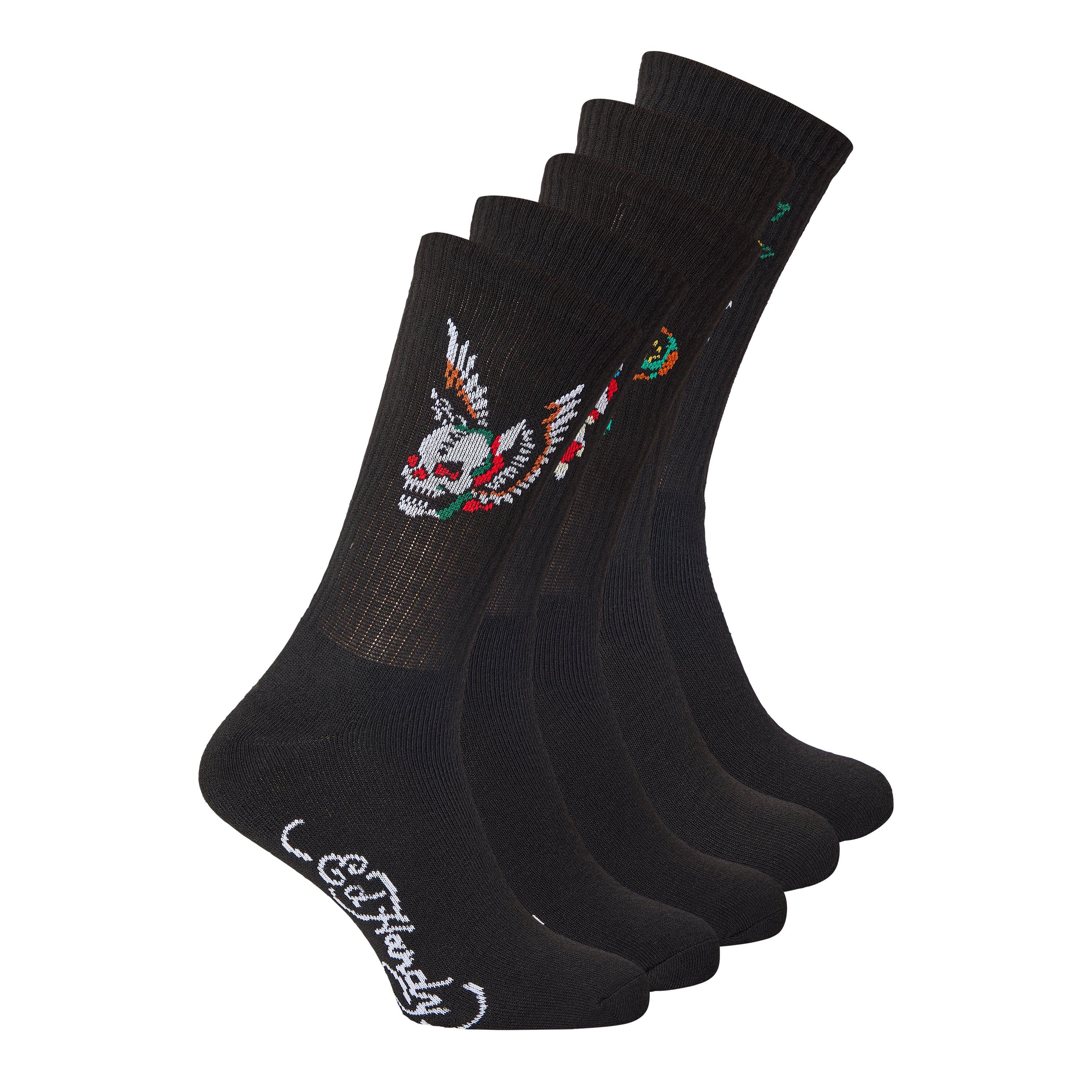 Ed Hardy da Uomo Ammortizzato Calzini 2 Paia Teschi Nero Scarpe Misura