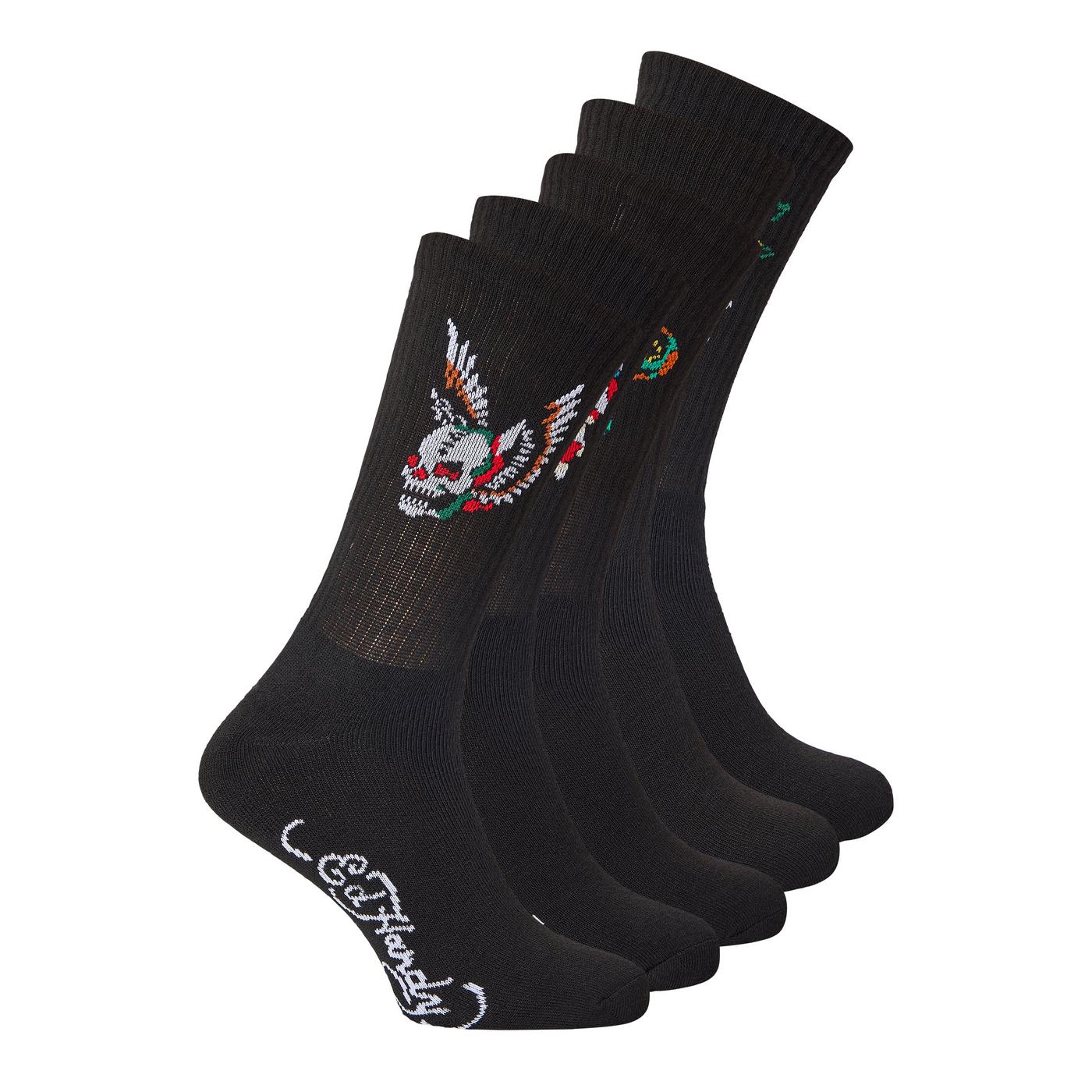 Ed Hardy da Uomo Ammortizzato Calzini 2 Paia Teschi Nero Scarpe Misura Ed Hardy da Uomo Ammortizzato Calzini 2 Paia Teschi Nero Scarpe Misura