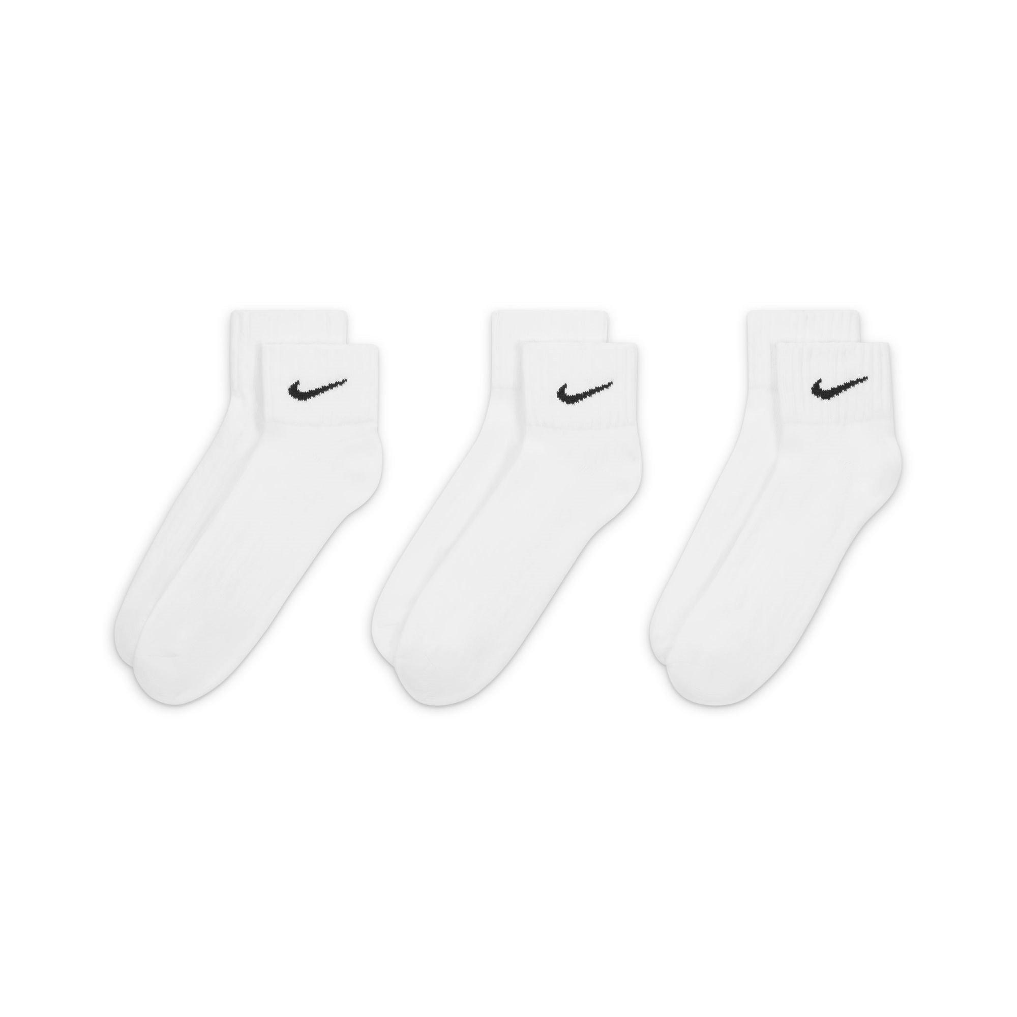 White/Black - Nike - Three Pack Quarter Socks Mens - 6