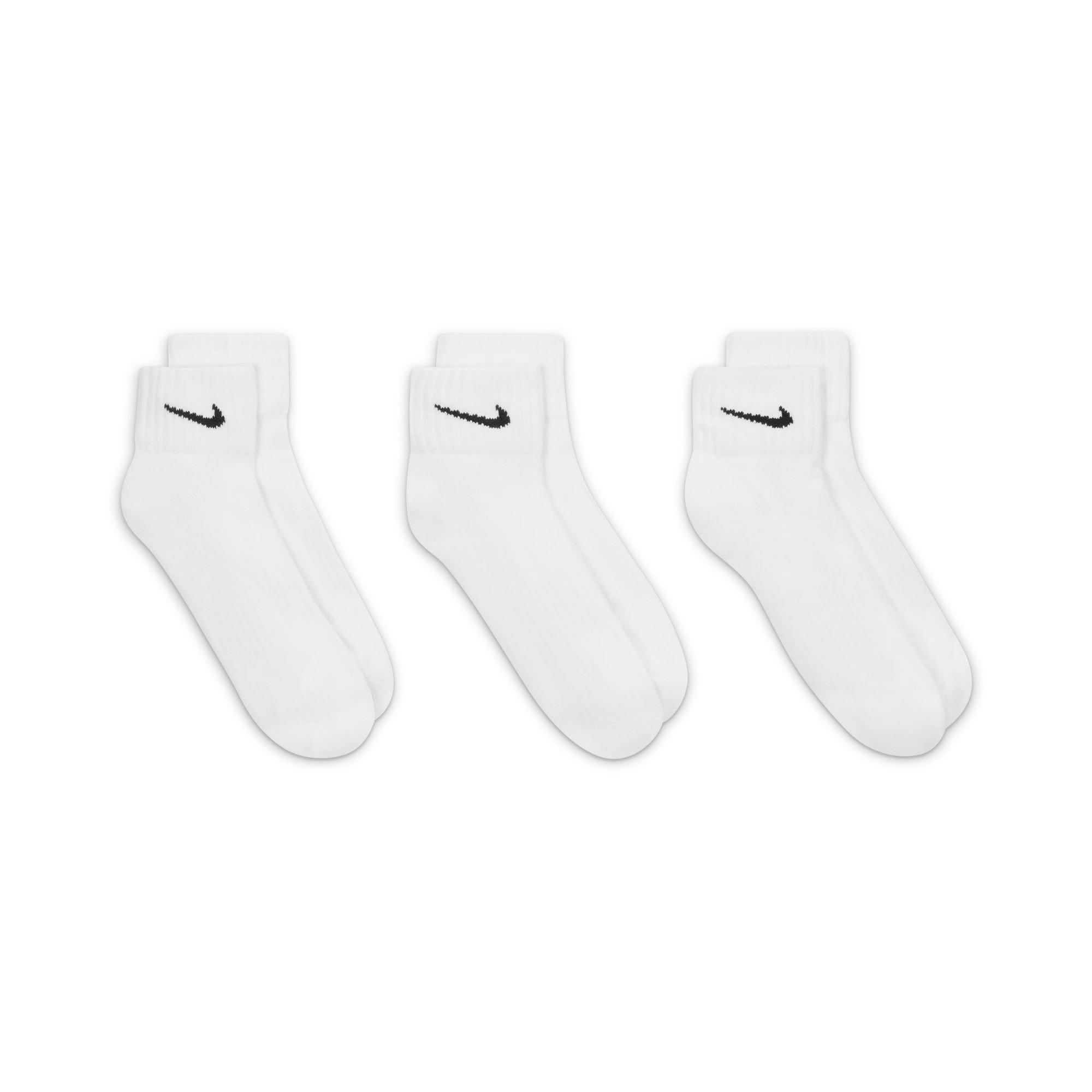White/Black - Nike - Three Pack Quarter Socks Mens - 7