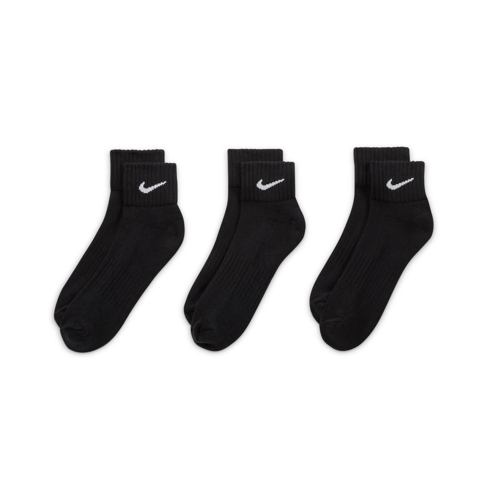Sort/Hvid - Nike - Three Pack Quarter Socks Mens - 5