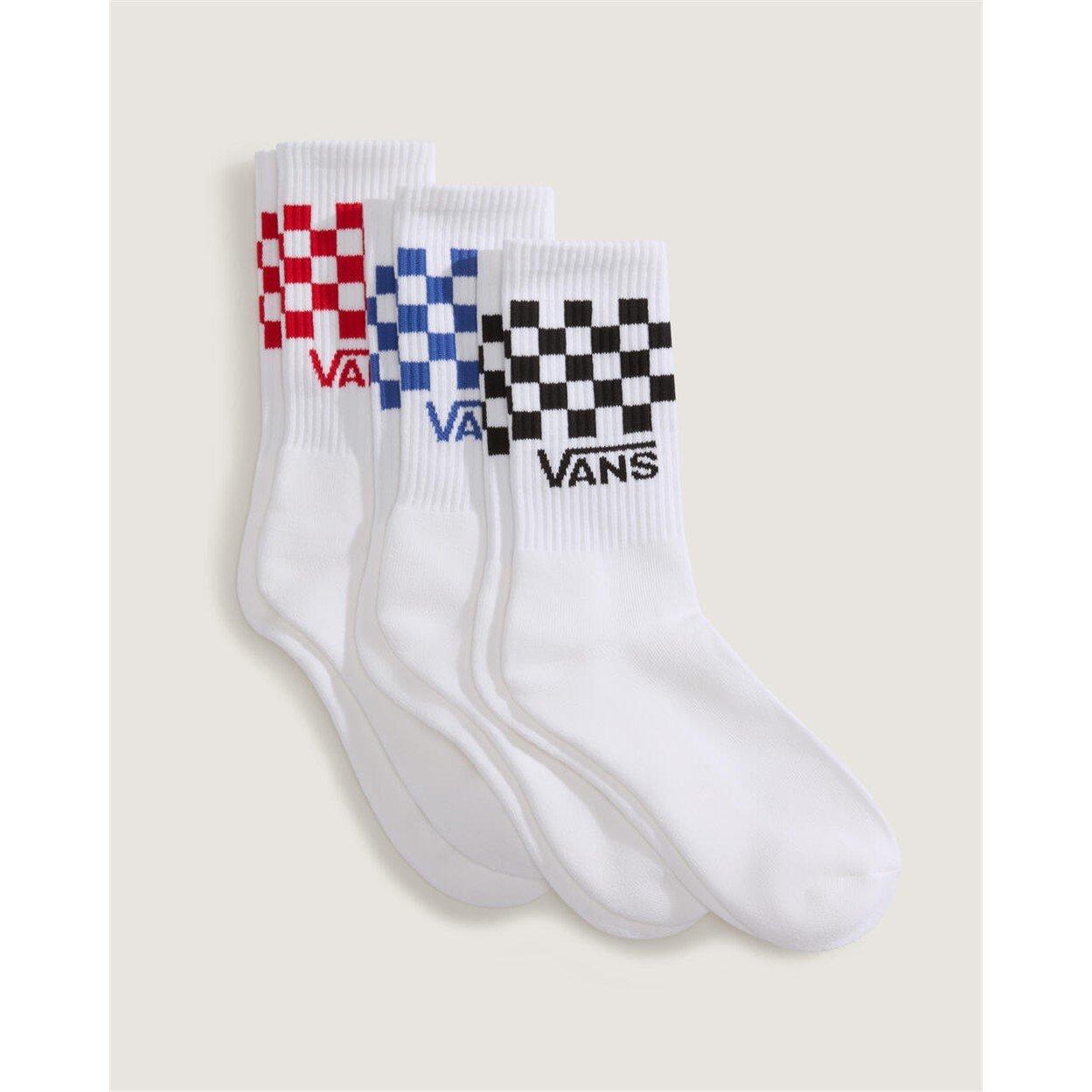 White - Vans - Mens Check Crew Socks - 2