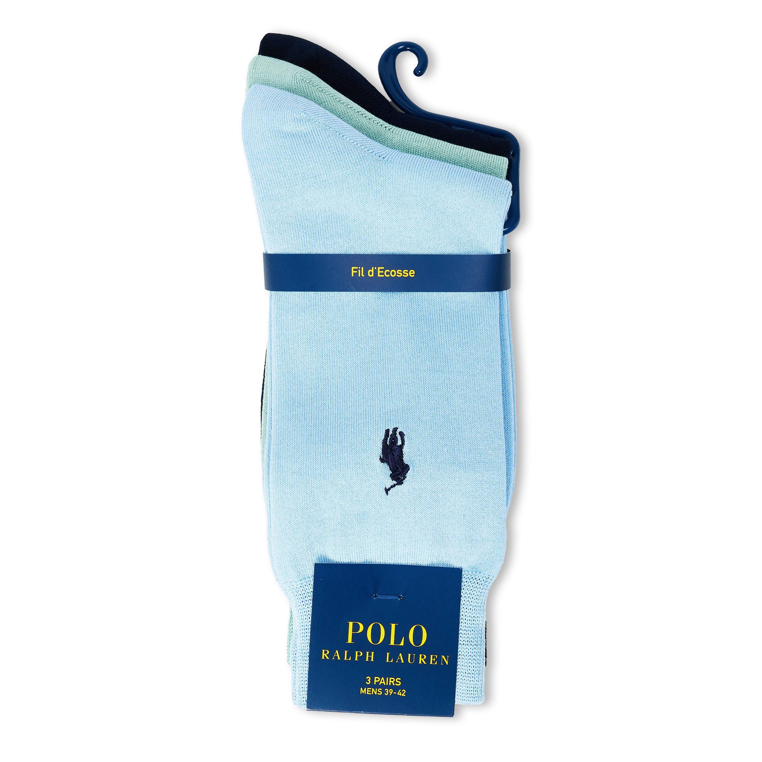 Polo Ralph Lauren Men's 3 Pack Crew Socks - Blue/Blue/Navy - 43-46