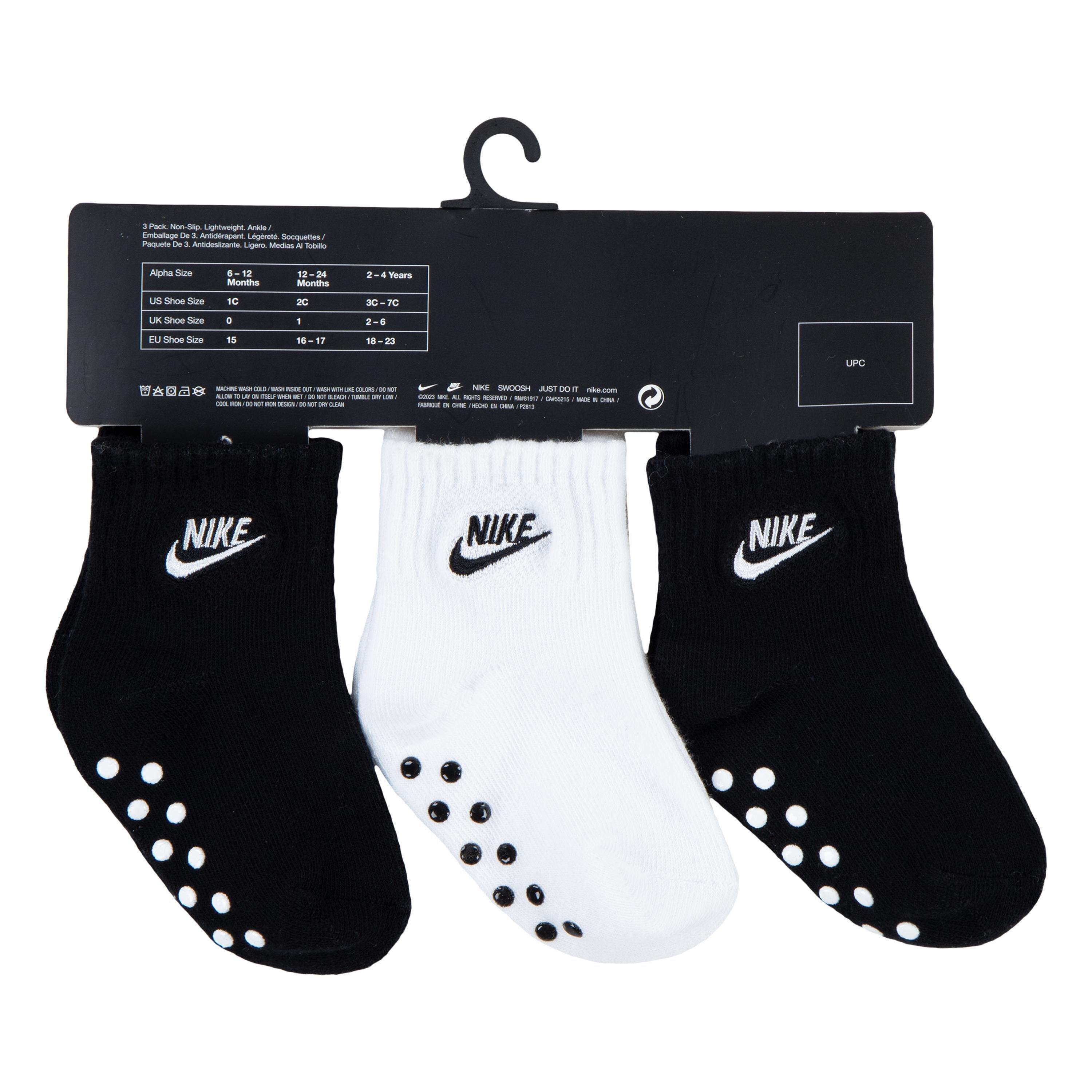Black/White - Nike - Grippy Sock 3pk Baby - 4