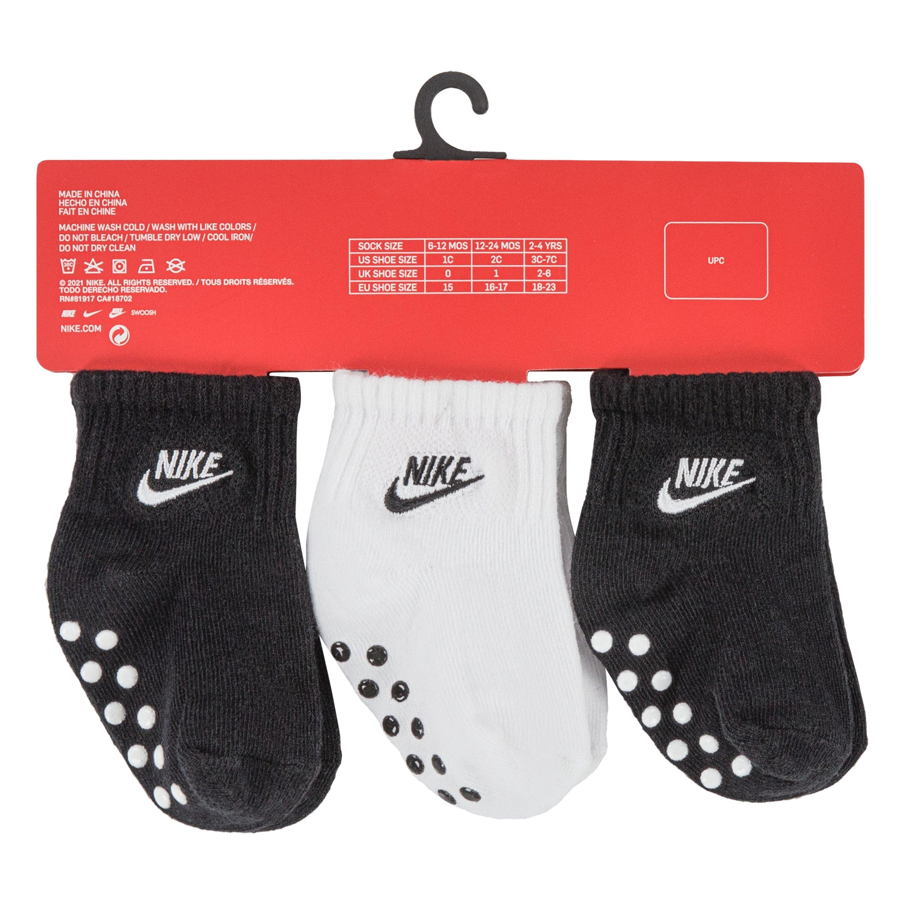 Black/White - Nike - Grippy Sock 3pk Baby - 5