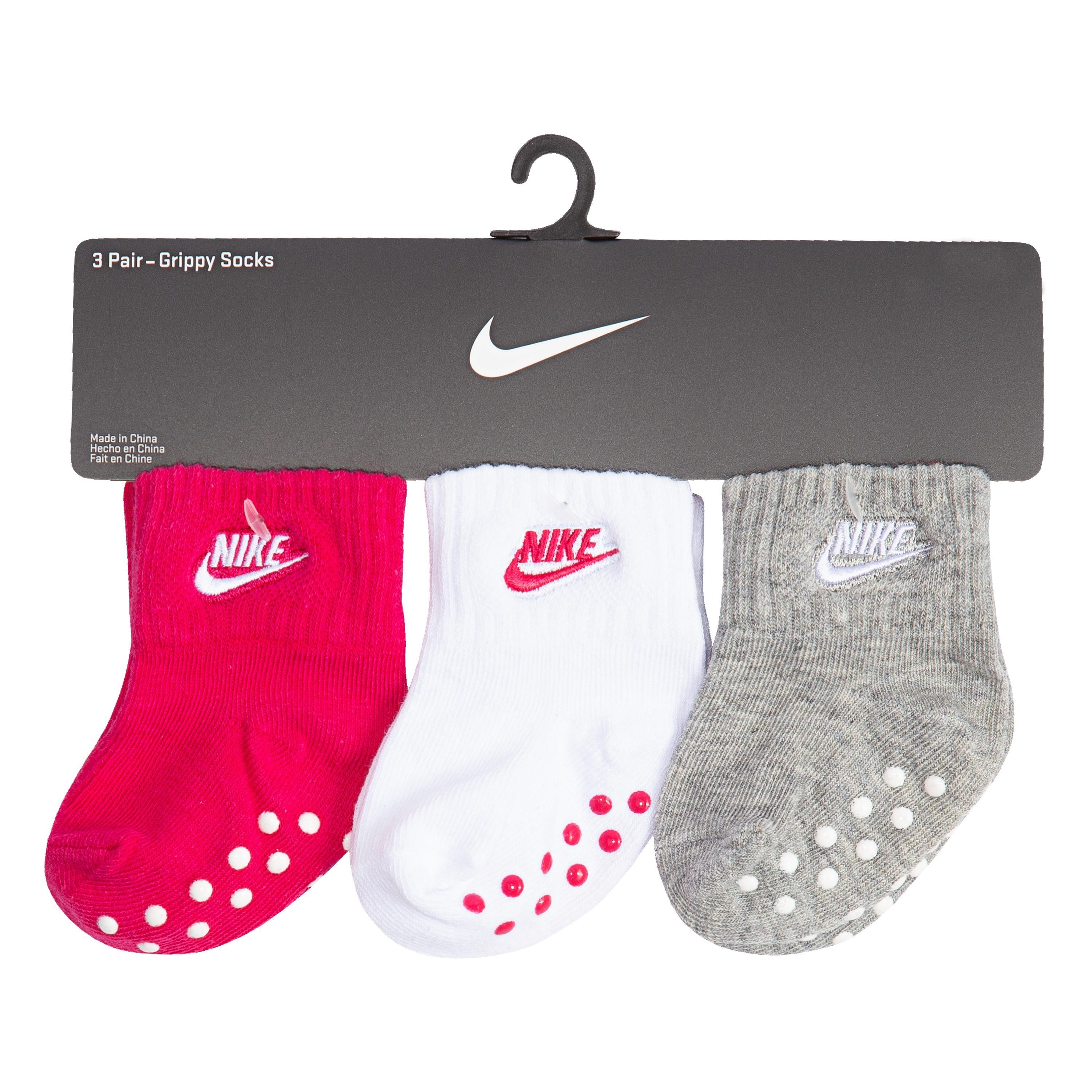 Rush Pink - Nike - Grippy Sock 3pk Baby - 2